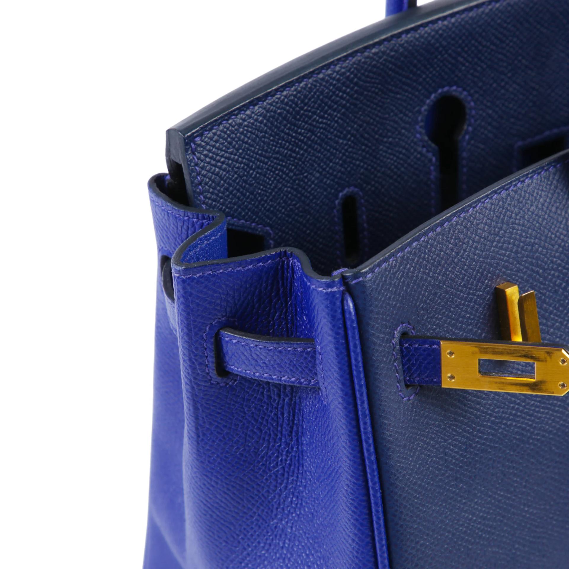 ランク A HERMÈS エルメス スペシャルオーダー バーキン25 HSS ブルーサフィール (73) ブルーエレクトリック (7T) エプソン マットゴールド金具 X刻印 (2016) - 12