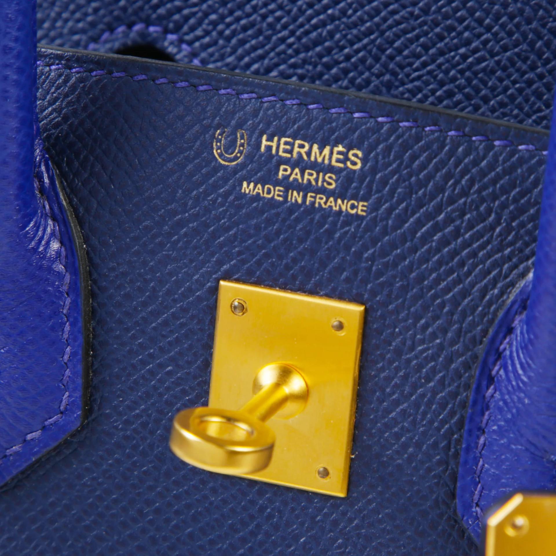 ランク A HERMÈS エルメス スペシャルオーダー バーキン25 HSS ブルーサフィール (73) ブルーエレクトリック (7T) エプソン マットゴールド金具 X刻印 (2016) - 9