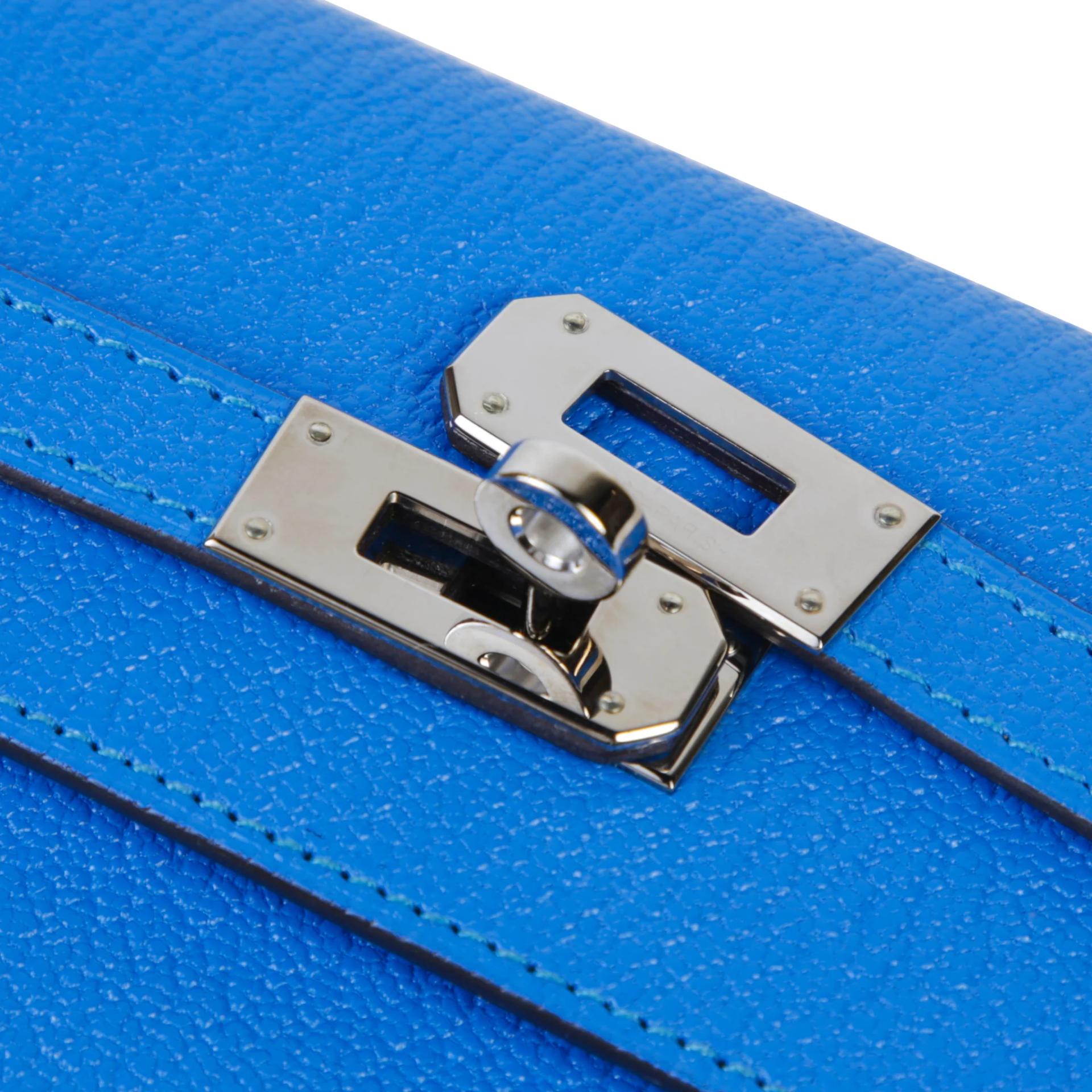 ランク A HERMÈS エルメス ケリー デプリアン ミディアムウォレット ブルーフランス (71) シェーブル シルバー金具 A刻印 (2017) - 6