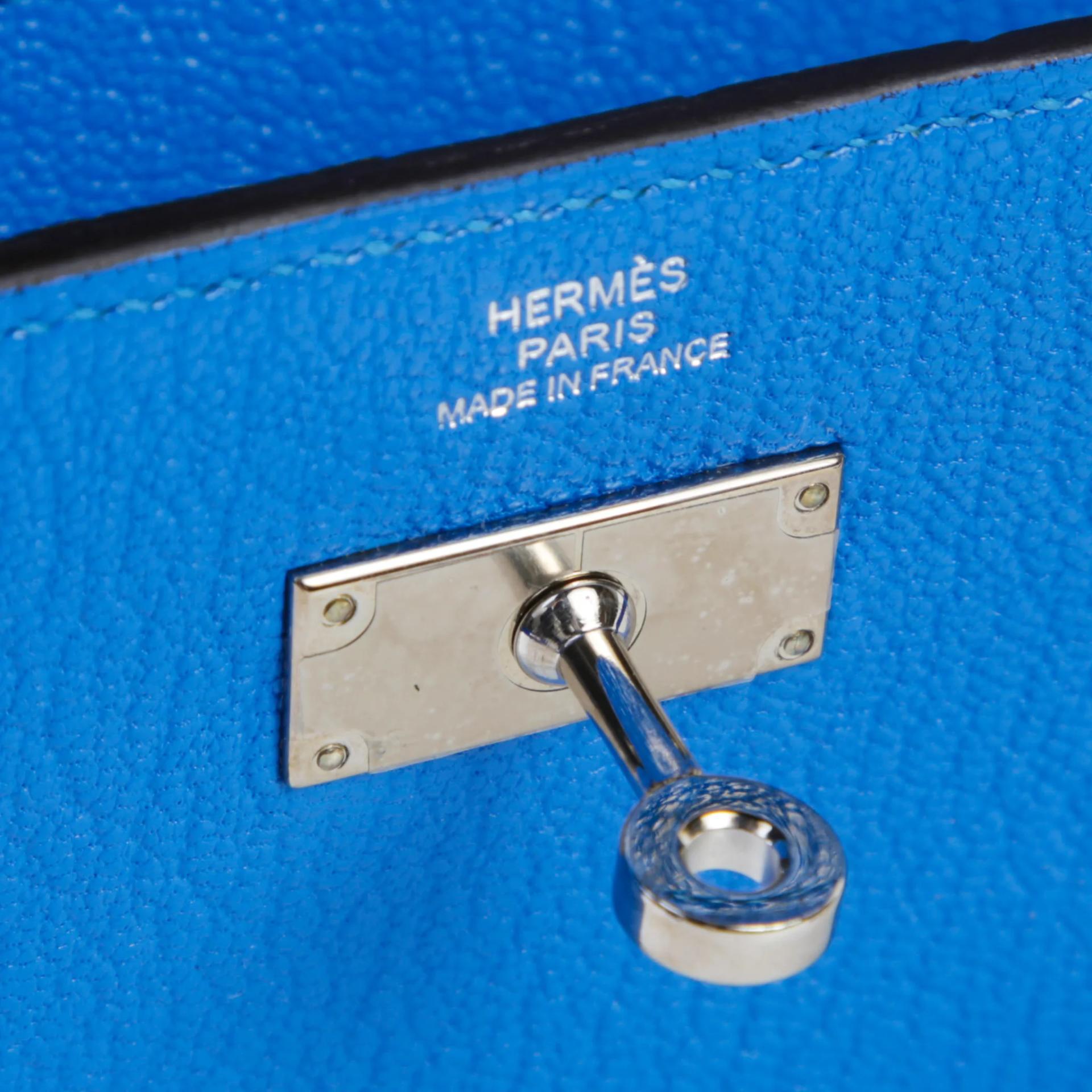 ランク A HERMÈS エルメス ケリー デプリアン ミディアムウォレット ブルーフランス (71) シェーブル シルバー金具 A刻印 (2017) - 8