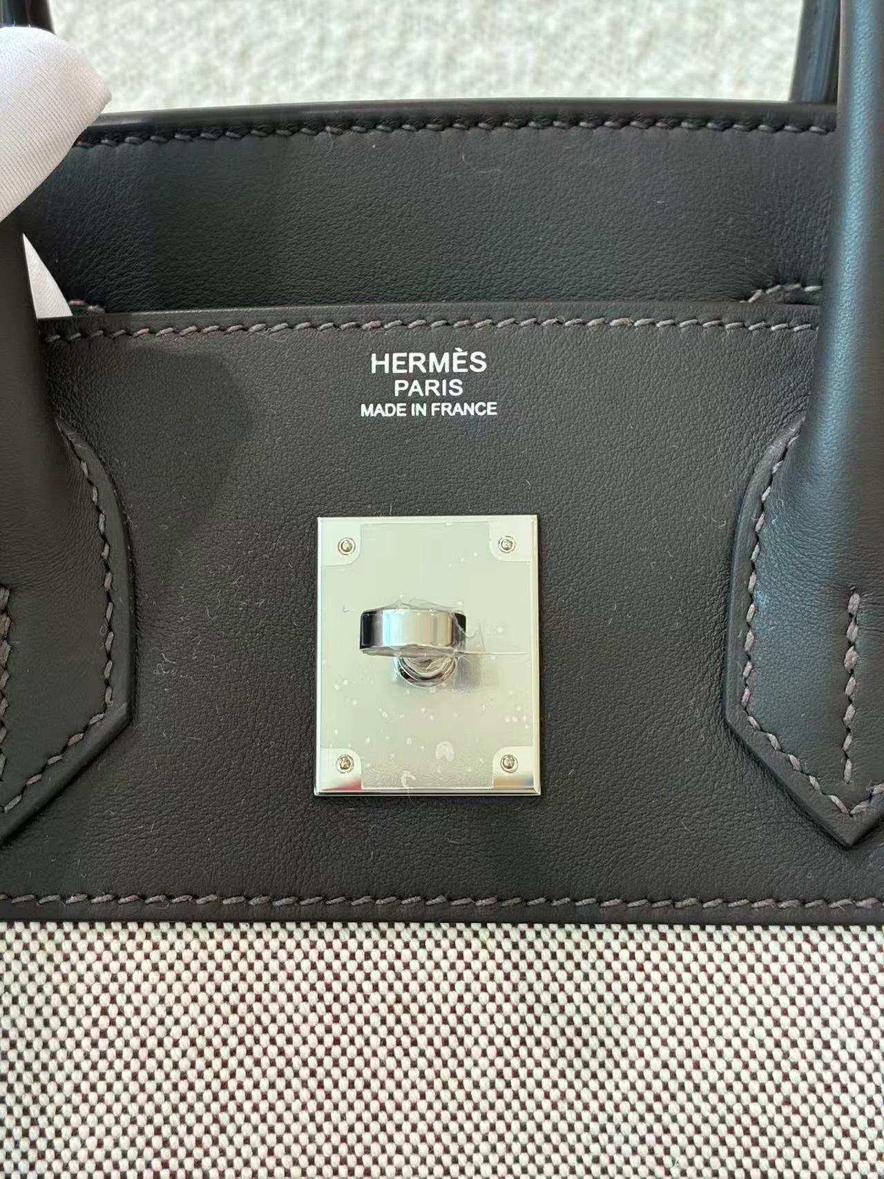 Brand New ( Rank N ) HERMÈS Birkin 30 Ecru Bai Brun（T3） Swift Toile H canvas Palladium hardware G (2026) - 23
