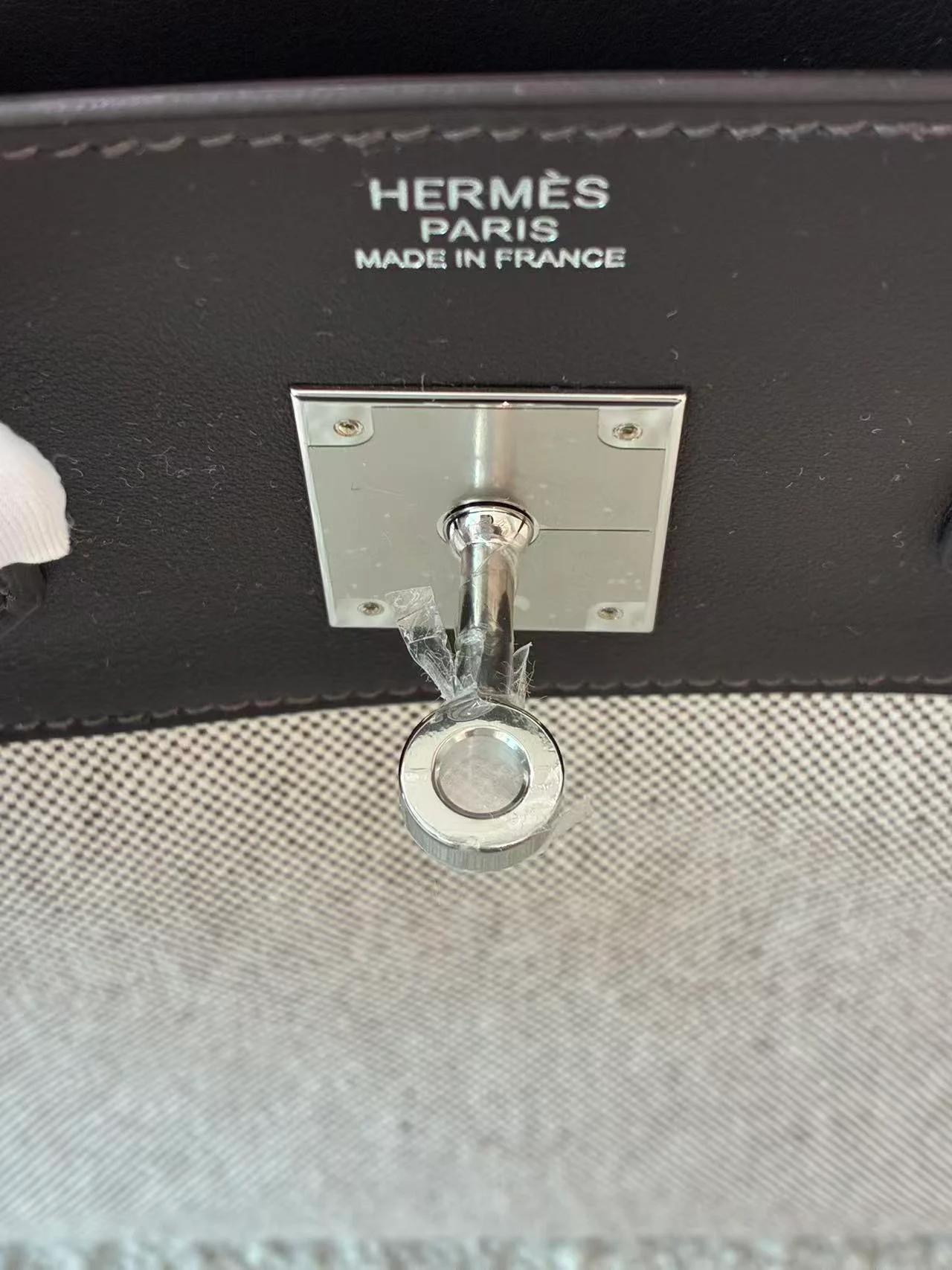 Brand New ( Rank N ) HERMÈS Birkin 30 Ecru Bai Brun（T3） Swift Toile H canvas Palladium hardware G (2026) - 24
