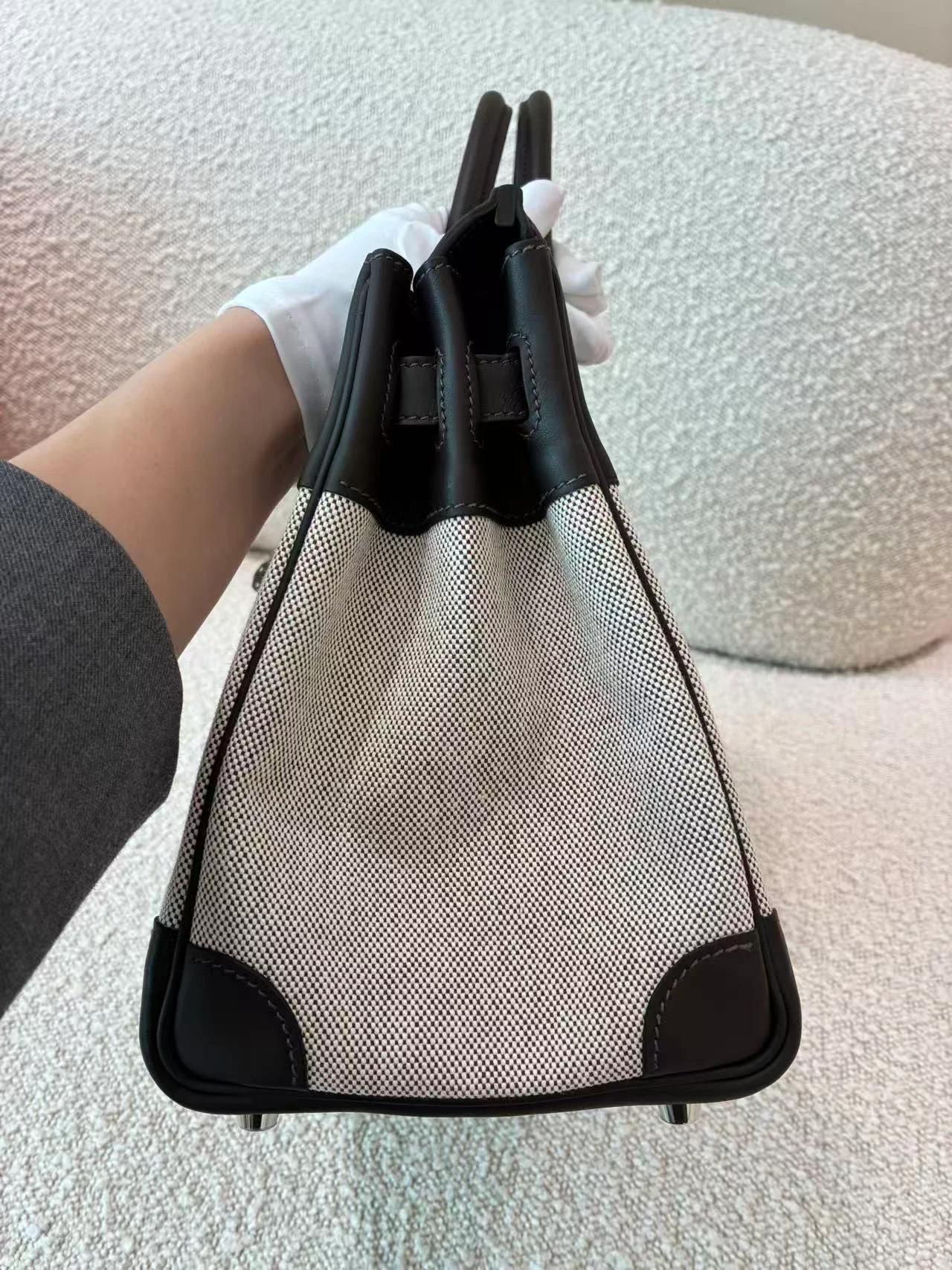 Brand New ( Rank N ) HERMÈS Birkin 30 Ecru Bai Brun（T3） Swift Toile H canvas Palladium hardware G (2026) - 8