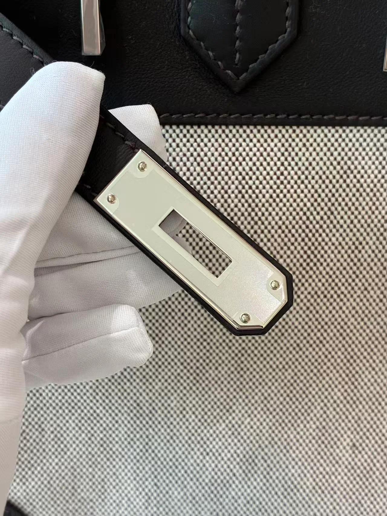 Brand New ( Rank N ) HERMÈS Birkin 30 Ecru Bai Brun（T3） Swift Toile H canvas Palladium hardware G (2026) - 19