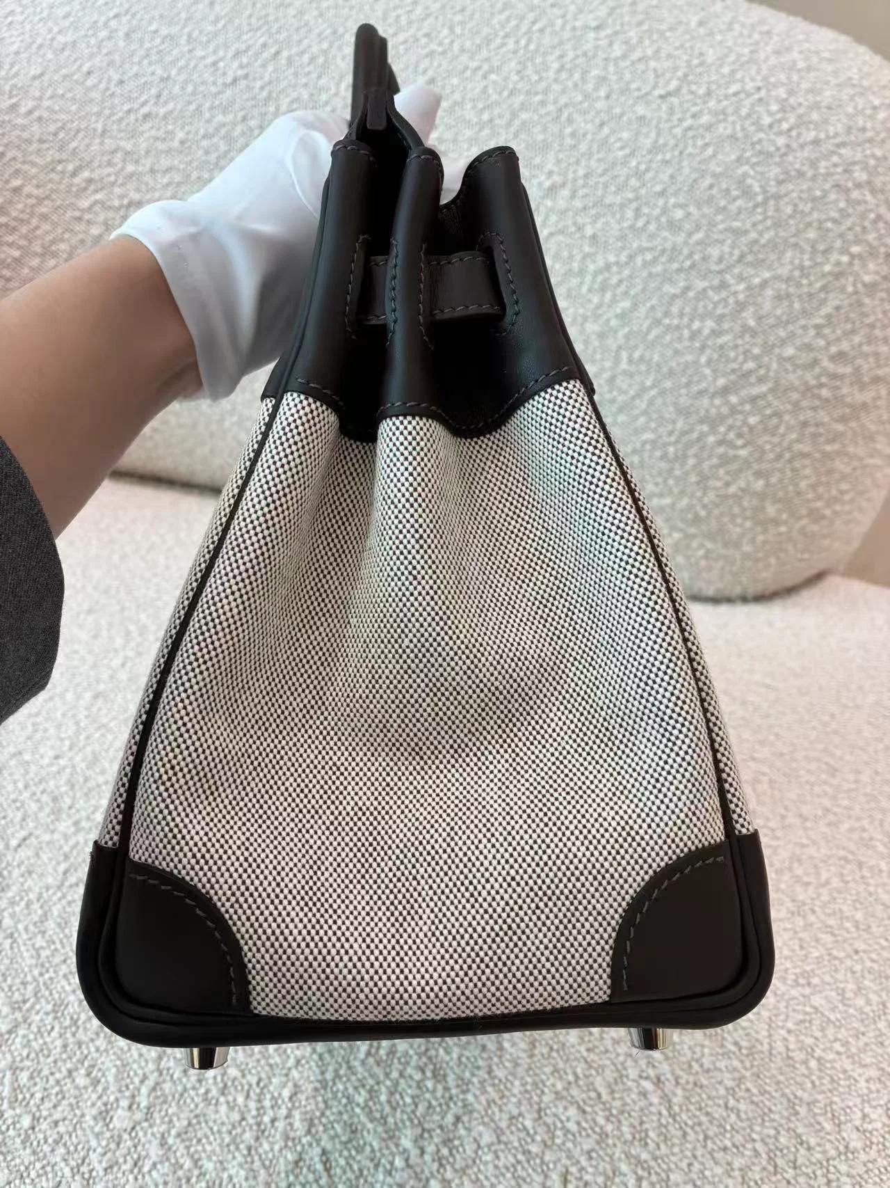 Brand New ( Rank N ) HERMÈS Birkin 30 Ecru Bai Brun（T3） Swift Toile H canvas Palladium hardware G (2026) - 9