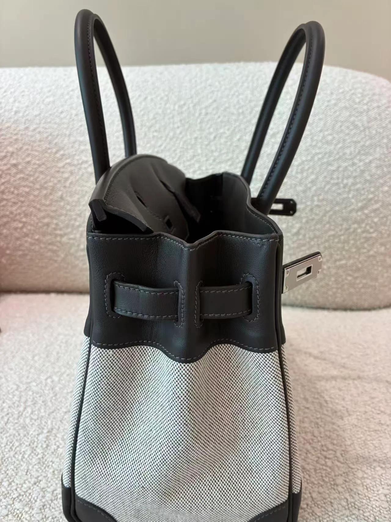 Brand New ( Rank N ) HERMÈS Birkin 30 Ecru Bai Brun（T3） Swift Toile H canvas Palladium hardware G (2026) - 10