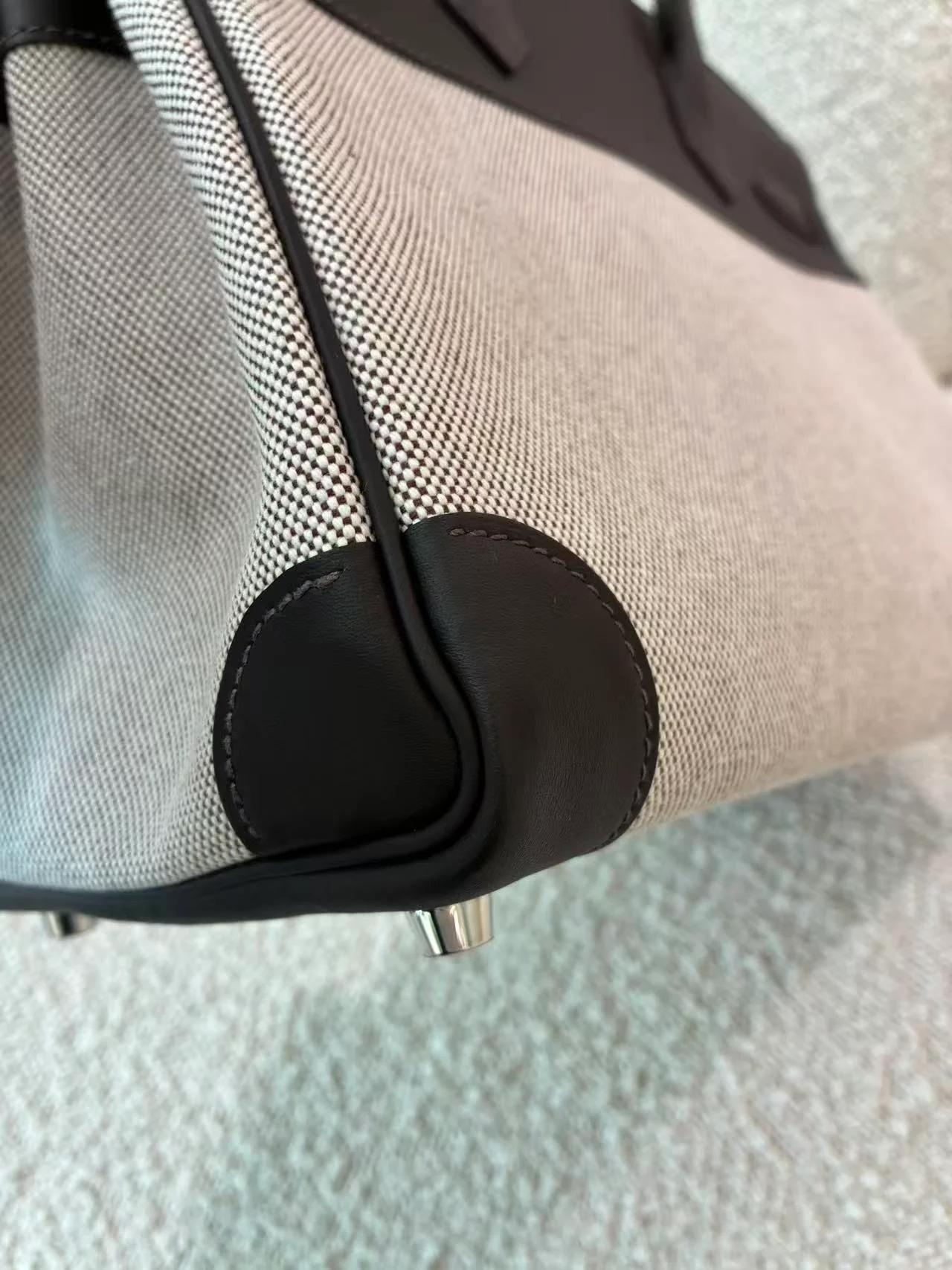 Brand New ( Rank N ) HERMÈS Birkin 30 Ecru Bai Brun（T3） Swift Toile H canvas Palladium hardware G (2026) - 14
