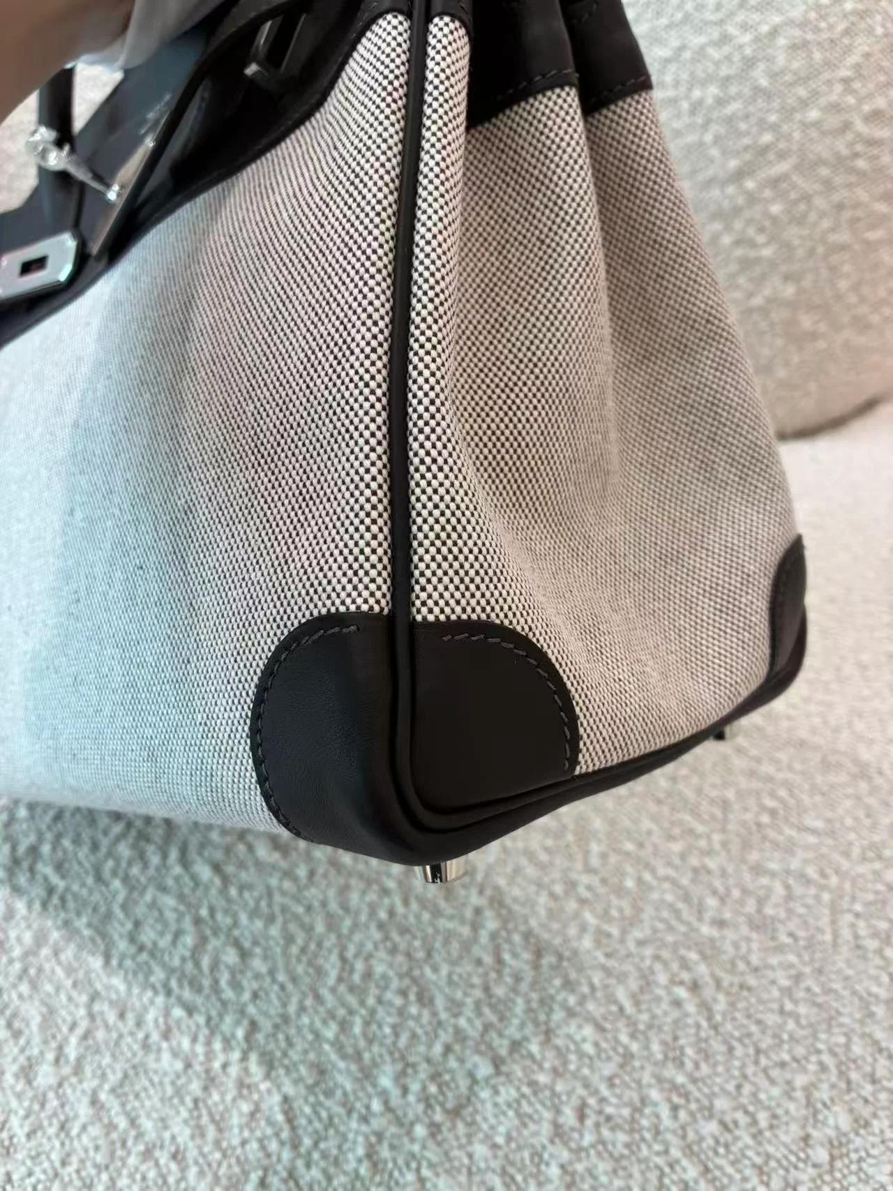 Brand New ( Rank N ) HERMÈS Birkin 30 Ecru Bai Brun（T3） Swift Toile H canvas Palladium hardware G (2026) - 13