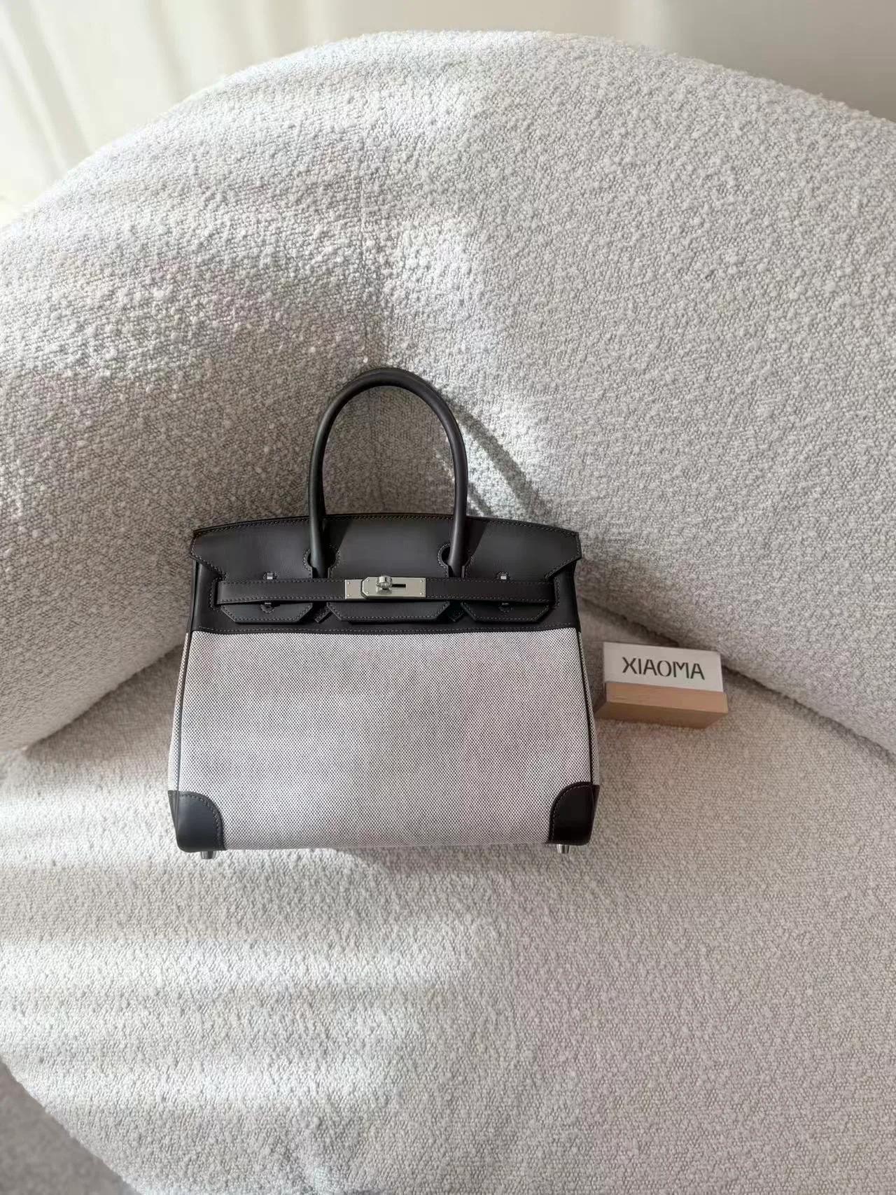 Brand New ( Rank N ) HERMÈS Birkin 30 Ecru Bai Brun（T3） Swift Toile H canvas Palladium hardware G (2026) - 6