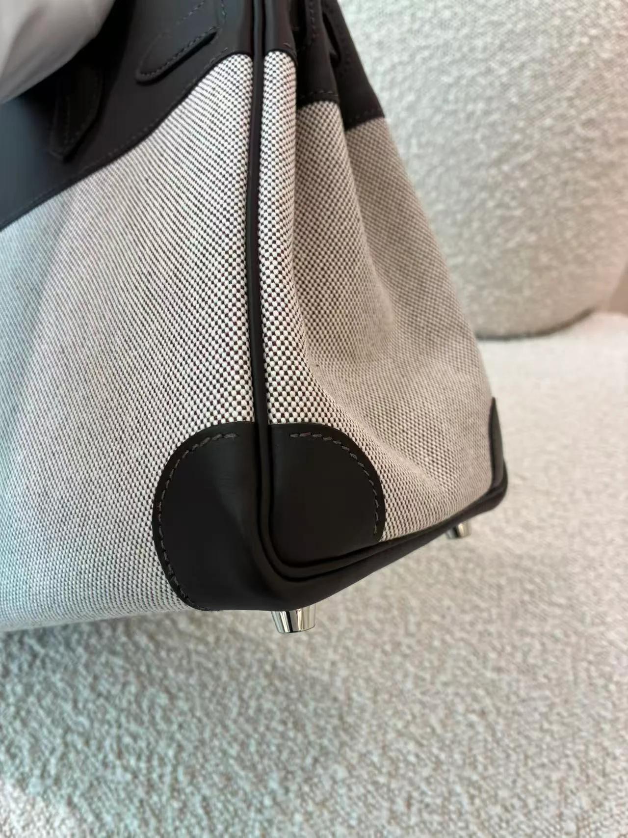 Brand New ( Rank N ) HERMÈS Birkin 30 Ecru Bai Brun（T3） Swift Toile H canvas Palladium hardware G (2026) - 15