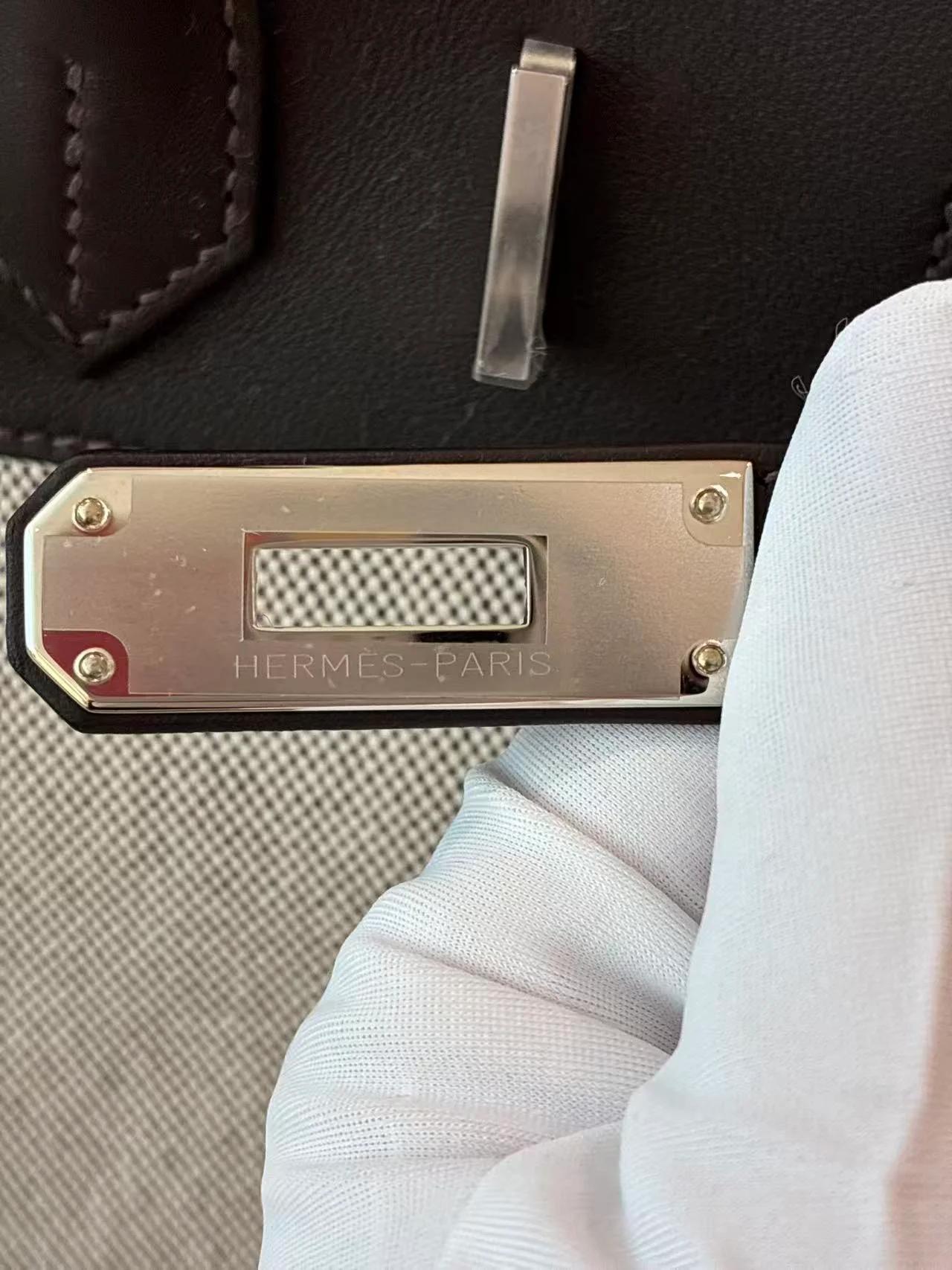 Brand New ( Rank N ) HERMÈS Birkin 30 Ecru Bai Brun（T3） Swift Toile H canvas Palladium hardware G (2026) - 21