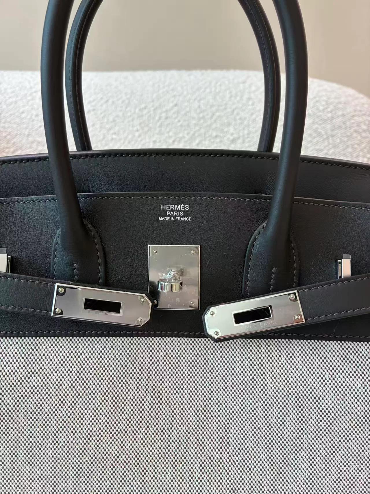 Brand New ( Rank N ) HERMÈS Birkin 30 Ecru Bai Brun（T3） Swift Toile H canvas Palladium hardware G (2026) - 18