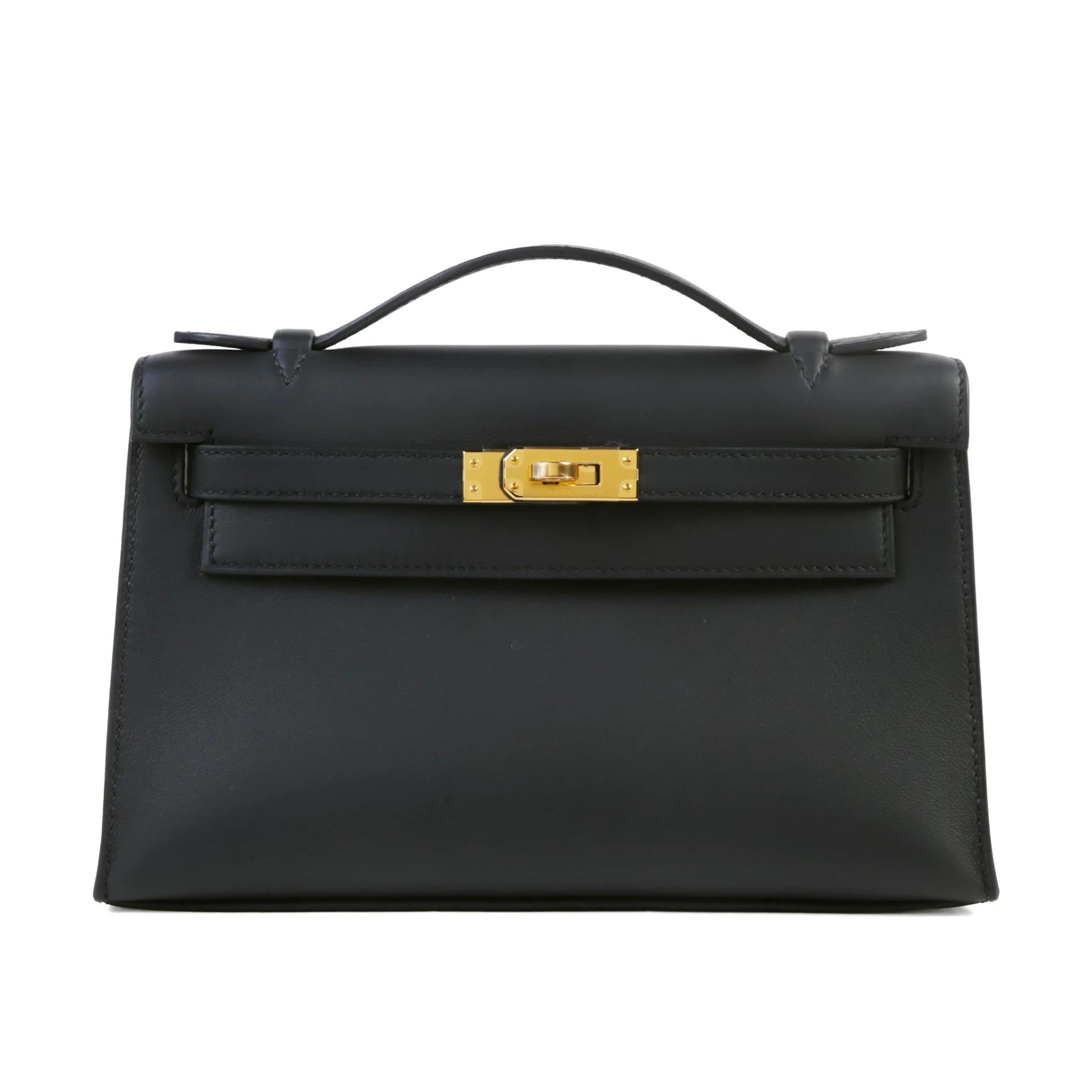 Brand New ( Rank N ) HERMÈS Kelly Pochette Noir (89) Swift Gold hardware G (2026) - 1