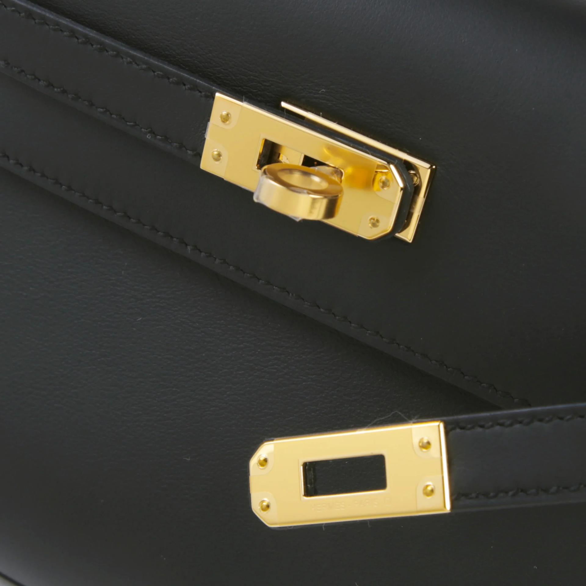 Brand New ( Rank N ) HERMÈS Kelly Pochette Noir (89) Swift Gold hardware G (2026) - 8