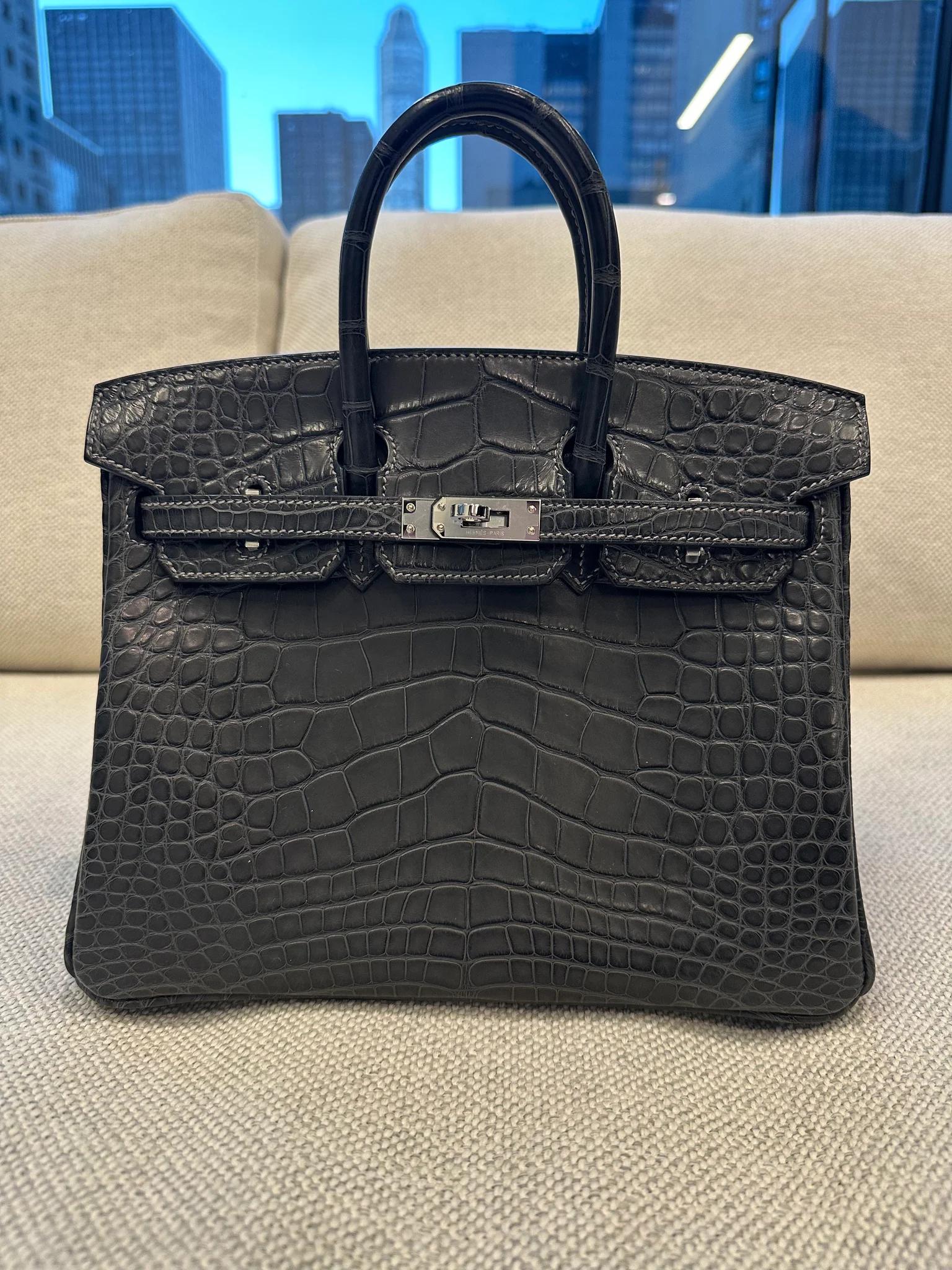 Brand New ( Rank N ) HERMÈS Birkin 25 Graphite (88) Matte Alligator Palladium hardware G (2026) - 3