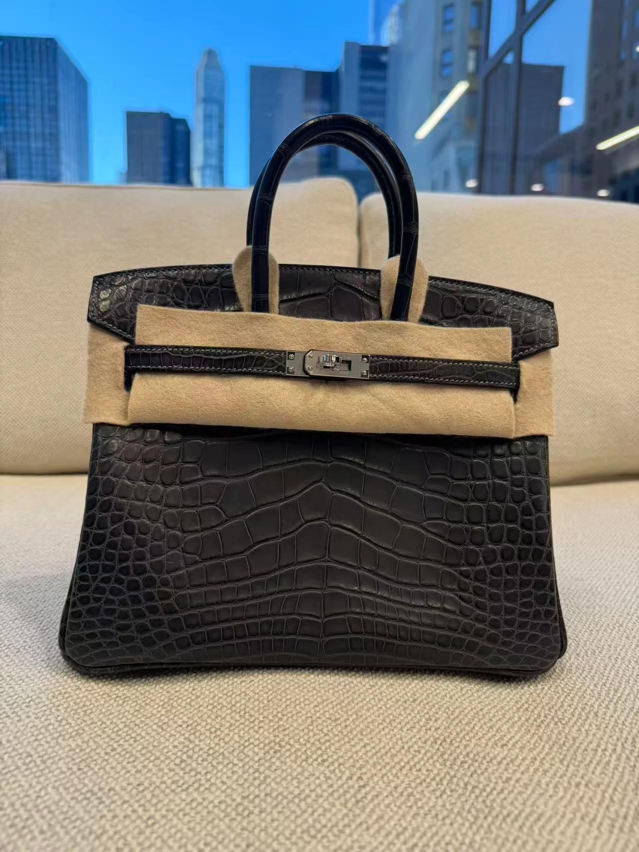 Brand New ( Rank N ) HERMÈS Birkin 25 Graphite (88) Matte Alligator Palladium hardware G (2026) - 5