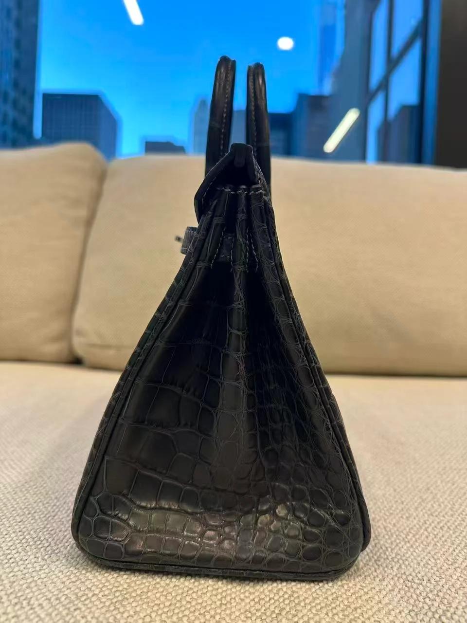 Brand New ( Rank N ) HERMÈS Birkin 25 Graphite (88) Matte Alligator Palladium hardware G (2026) - 7