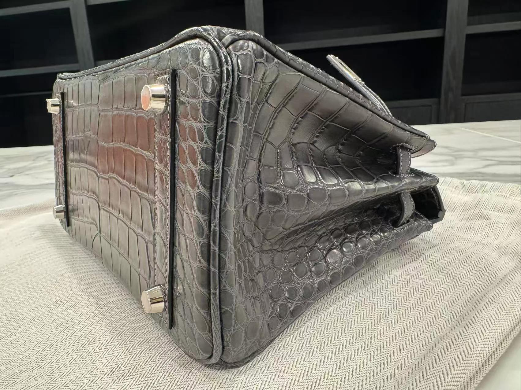 Brand New ( Rank N ) HERMÈS Birkin 25 Graphite (88) Matte Alligator Palladium hardware G (2026) - 16