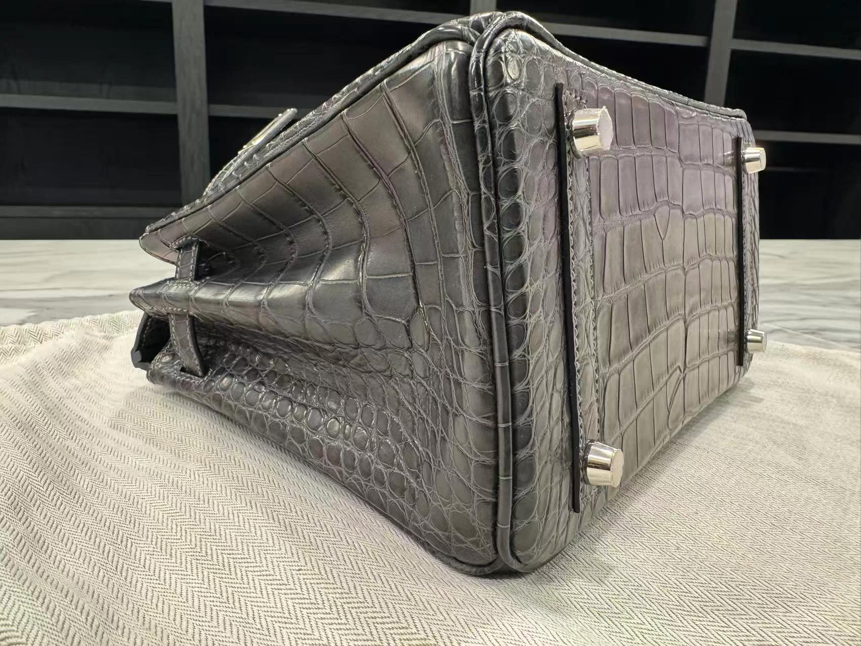 Brand New ( Rank N ) HERMÈS Birkin 25 Graphite (88) Matte Alligator Palladium hardware G (2026) - 15