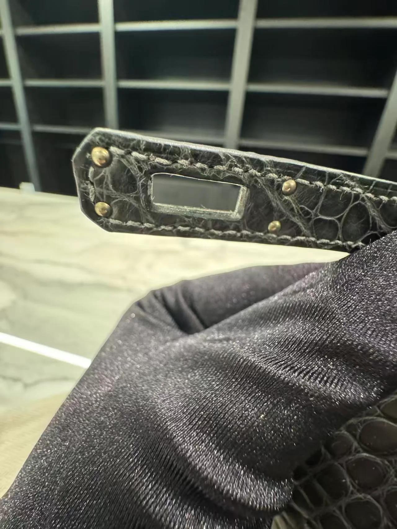 Brand New ( Rank N ) HERMÈS Birkin 25 Graphite (88) Matte Alligator Palladium hardware G (2026) - 13