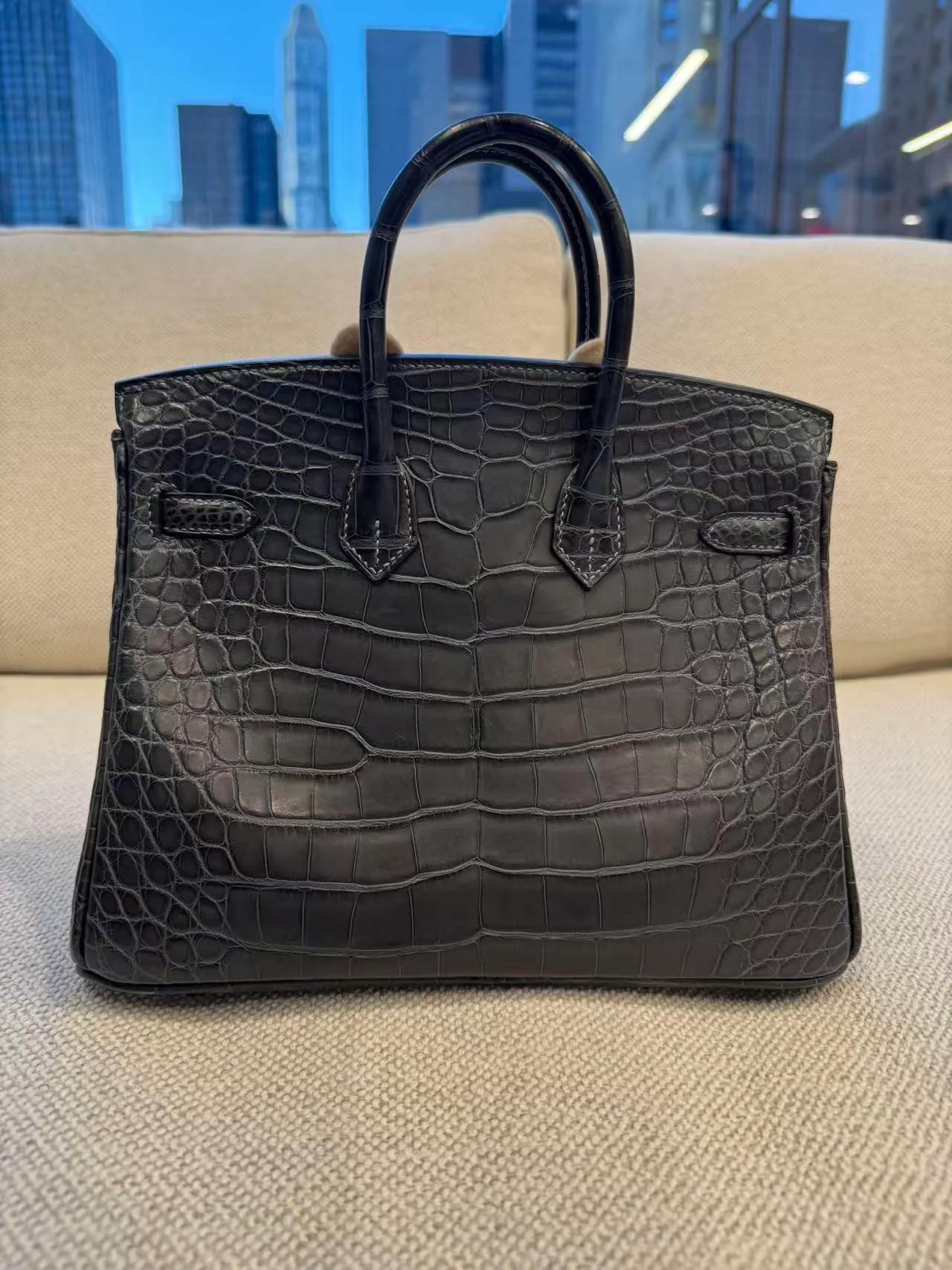 Brand New ( Rank N ) HERMÈS Birkin 25 Graphite (88) Matte Alligator Palladium hardware G (2026) - 6