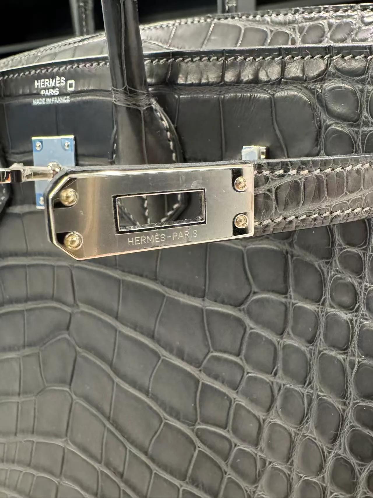 Brand New ( Rank N ) HERMÈS Birkin 25 Graphite (88) Matte Alligator Palladium hardware G (2026) - 10