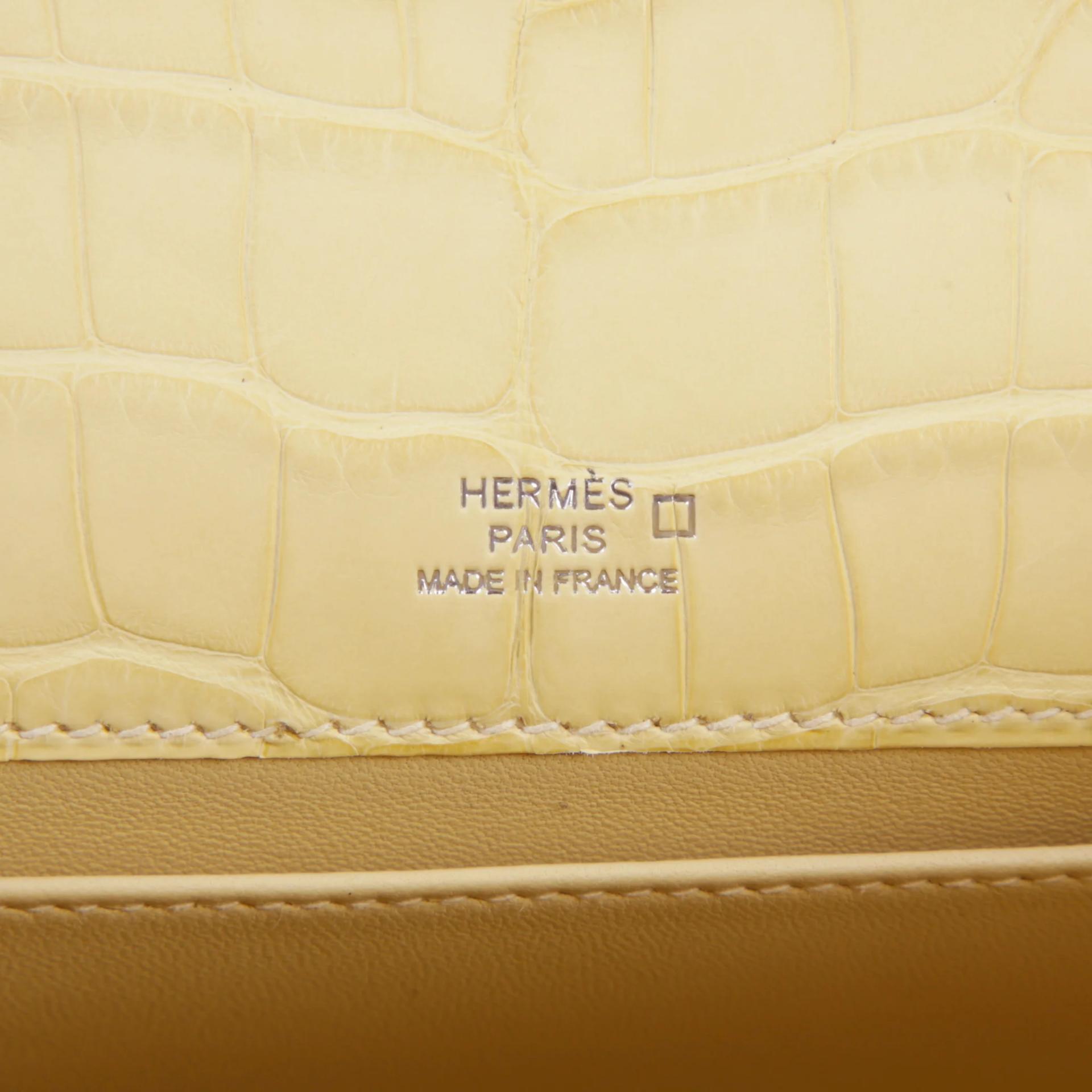 Brand New ( Rank N ) HERMÈS Kelly Pochette Vanille (Y1) Matte Alligator Palladium hardware G (2026) - 8