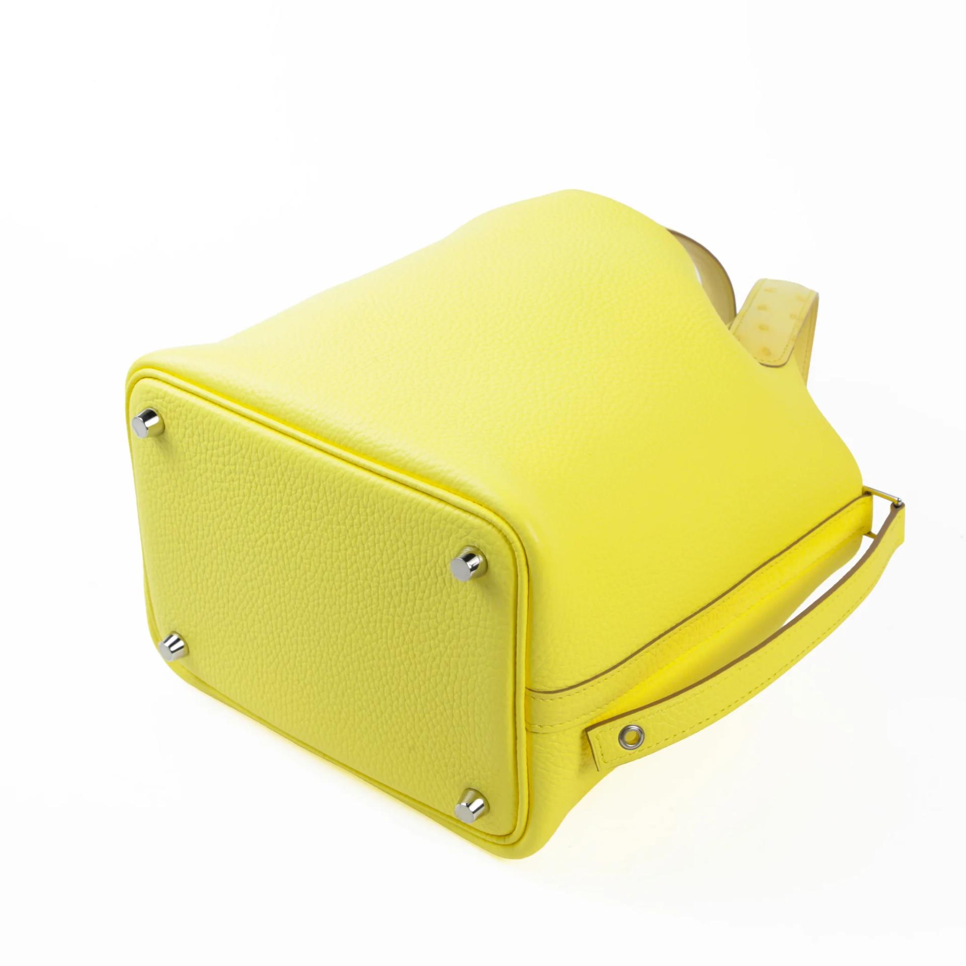 Unused ( Rank NS ) HERMÈS Picotin Lock PM Touch Limoncello (0Y) Ostrich Clemence Palladium hardware B (2023) - 7