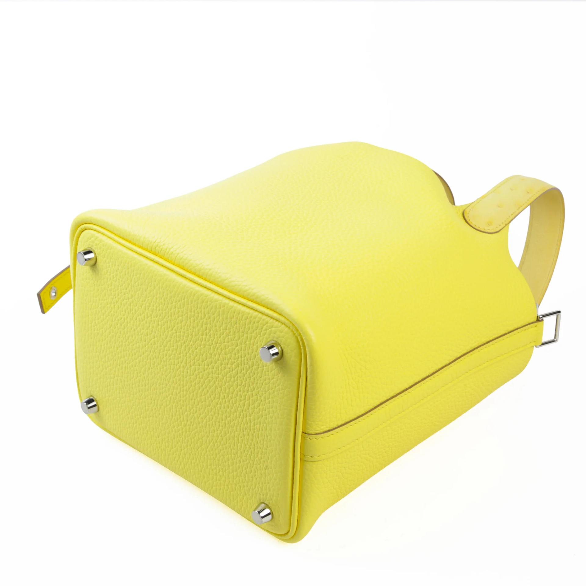 Unused ( Rank NS ) HERMÈS Picotin Lock PM Touch Limoncello (0Y) Ostrich Clemence Palladium hardware B (2023) - 9