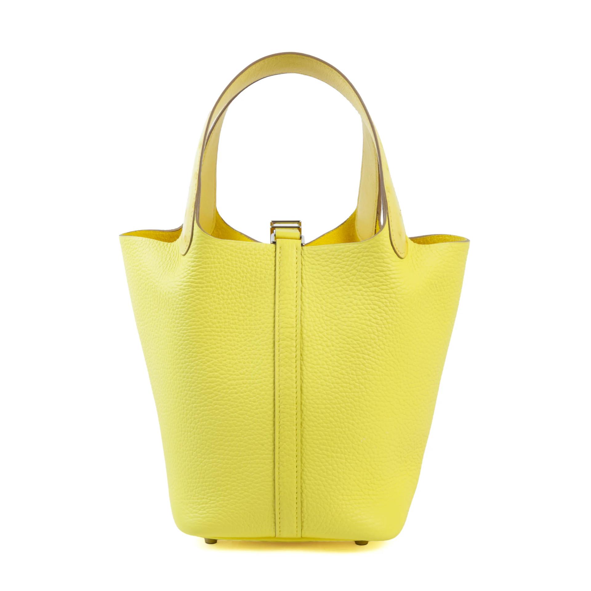 Unused ( Rank NS ) HERMÈS Picotin Lock PM Touch Limoncello (0Y) Ostrich Clemence Palladium hardware B (2023) - 2