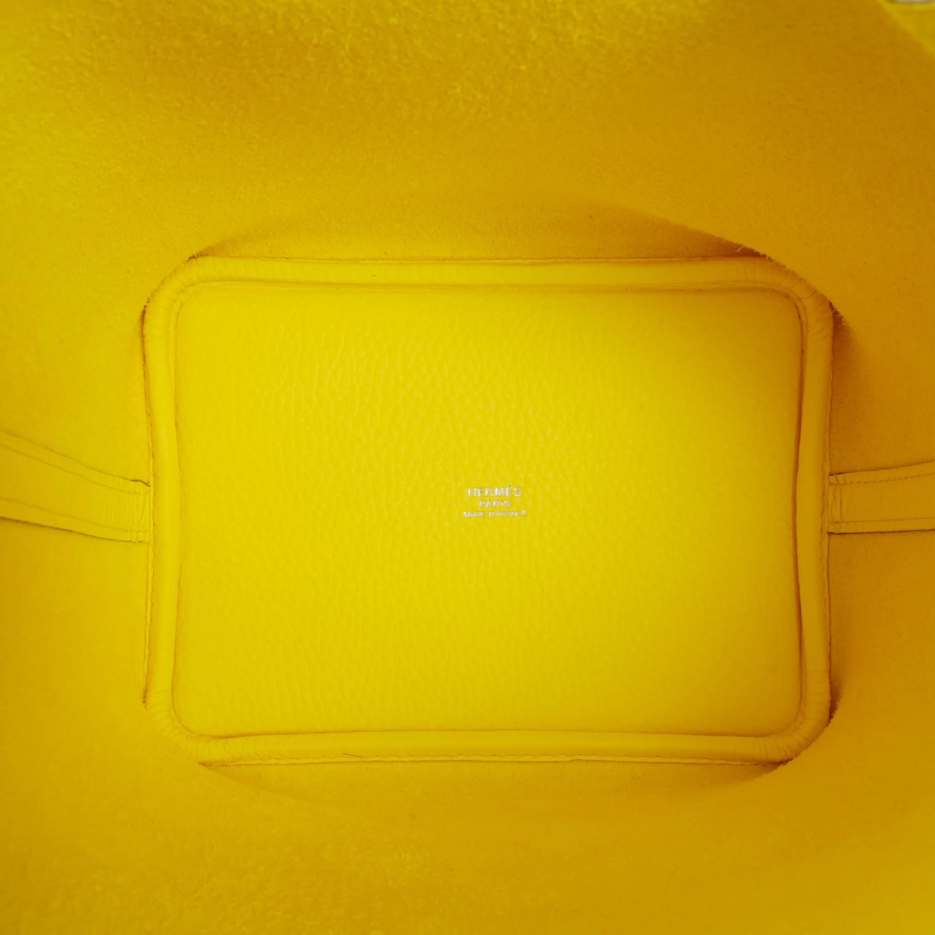 Unused ( Rank NS ) HERMÈS Picotin Lock PM Touch Limoncello (0Y) Ostrich Clemence Palladium hardware B (2023) - 10