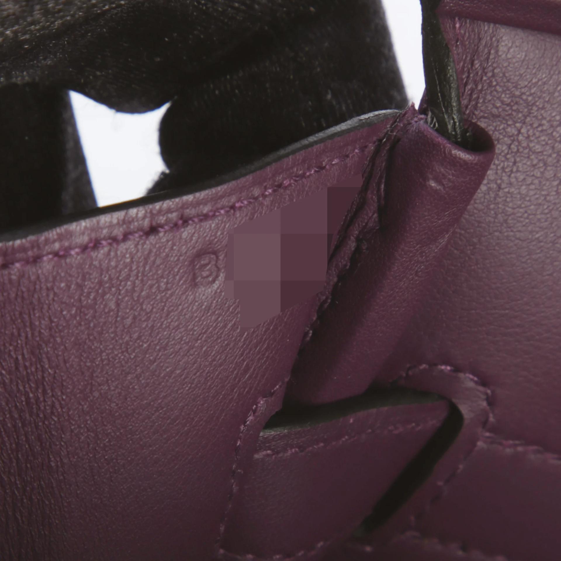 Unused ( Rank NS ) HERMÈS Birkin 30 Cassis (N5) Swift Toile Quadrille canvas Palladium hardware B (2023) - 13