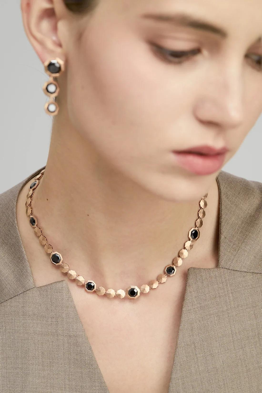 Brand New ( Rank N ) Mira MIRA NOIR REFLECTIONS Necklace 18K Rose Gold - 2