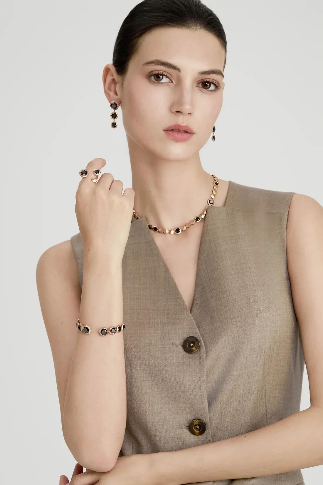 Brand New ( Rank N ) Mira MIRA NOIR REFLECTIONS Necklace 18K Rose Gold - 3
