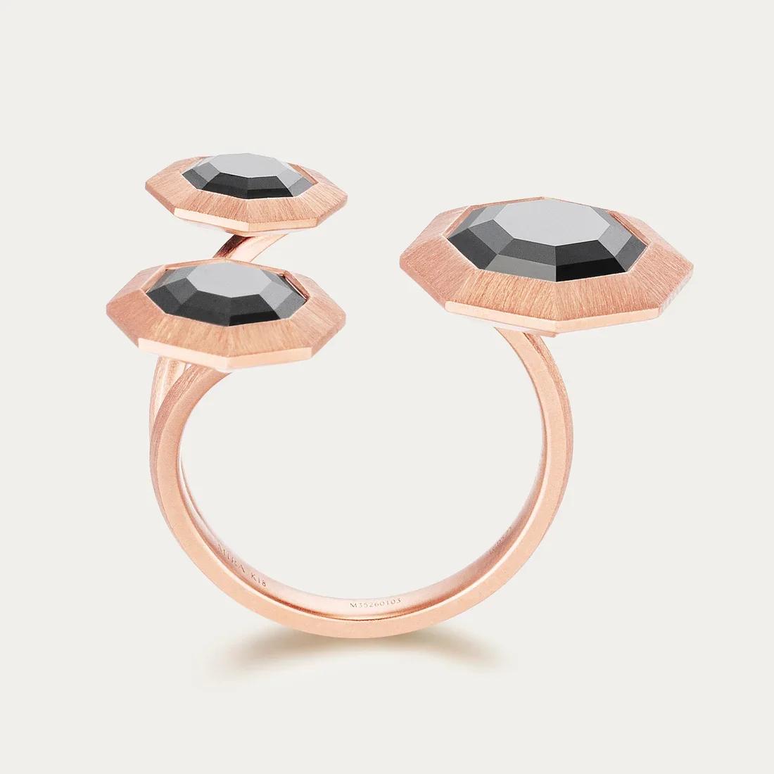 Brand New ( Rank N ) Mira MIRA NOIR PREMIUM BLACK MIRROR Ring 18K Rose Gold - 4