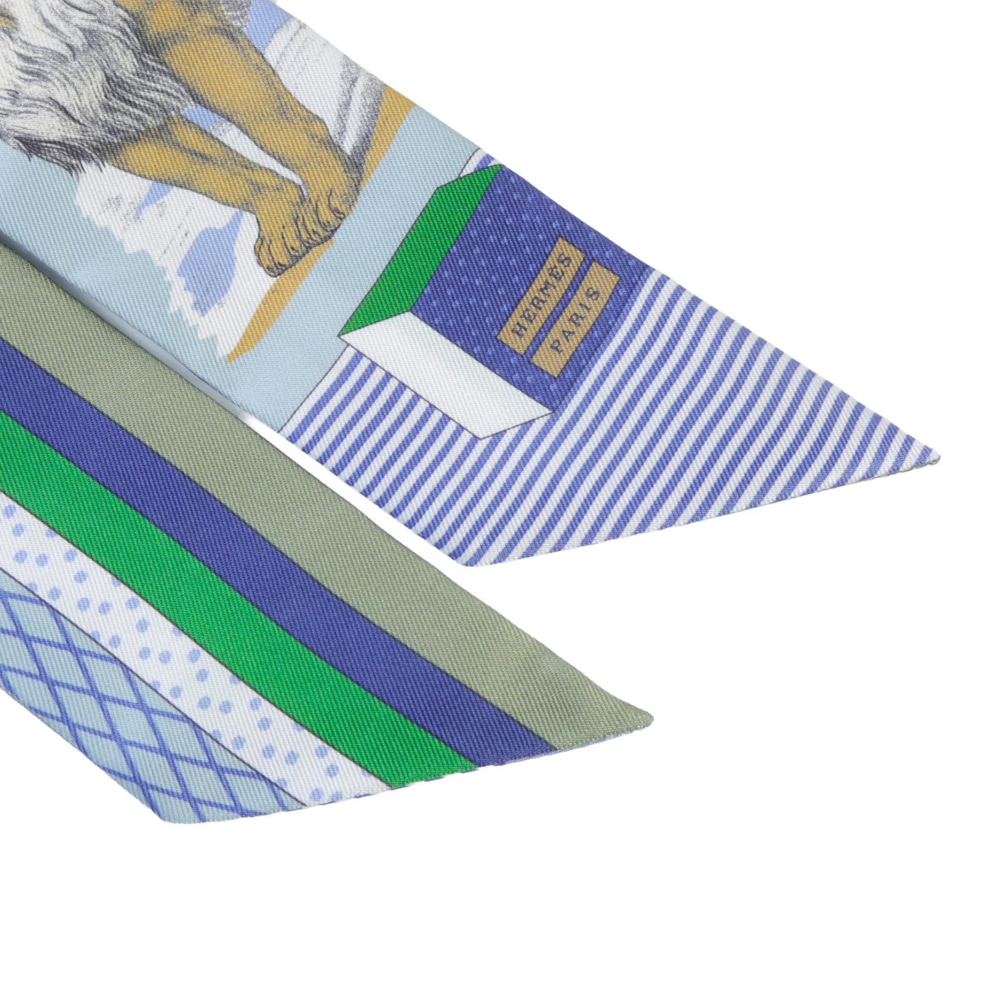Unused ( Rank NS ) HERMÈS Twilly Grand Theatre Nouveau Blue Green Silk - 3