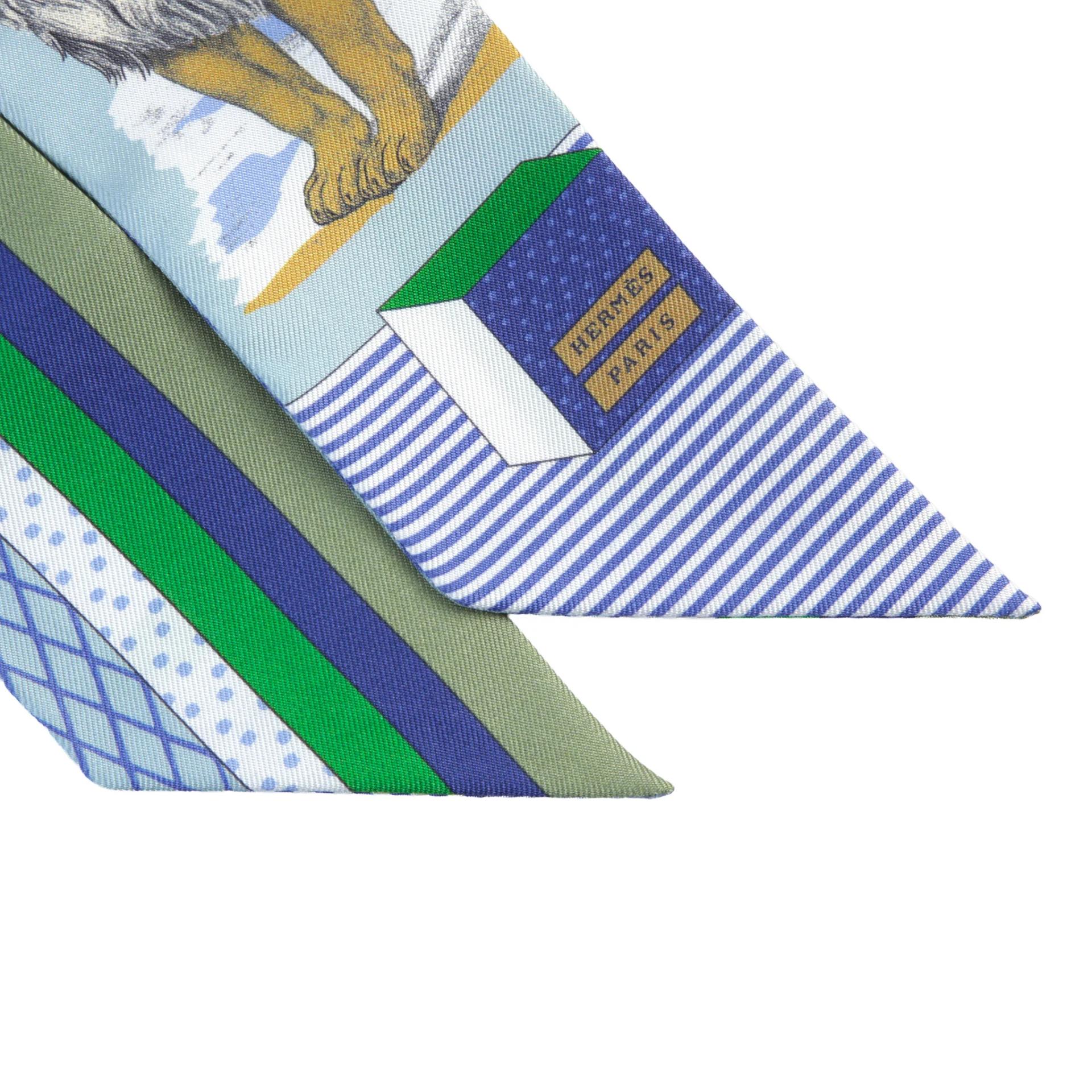 Unused ( Rank NS ) HERMÈS Twilly Grand Theatre Nouveau Blue Green Silk - 3