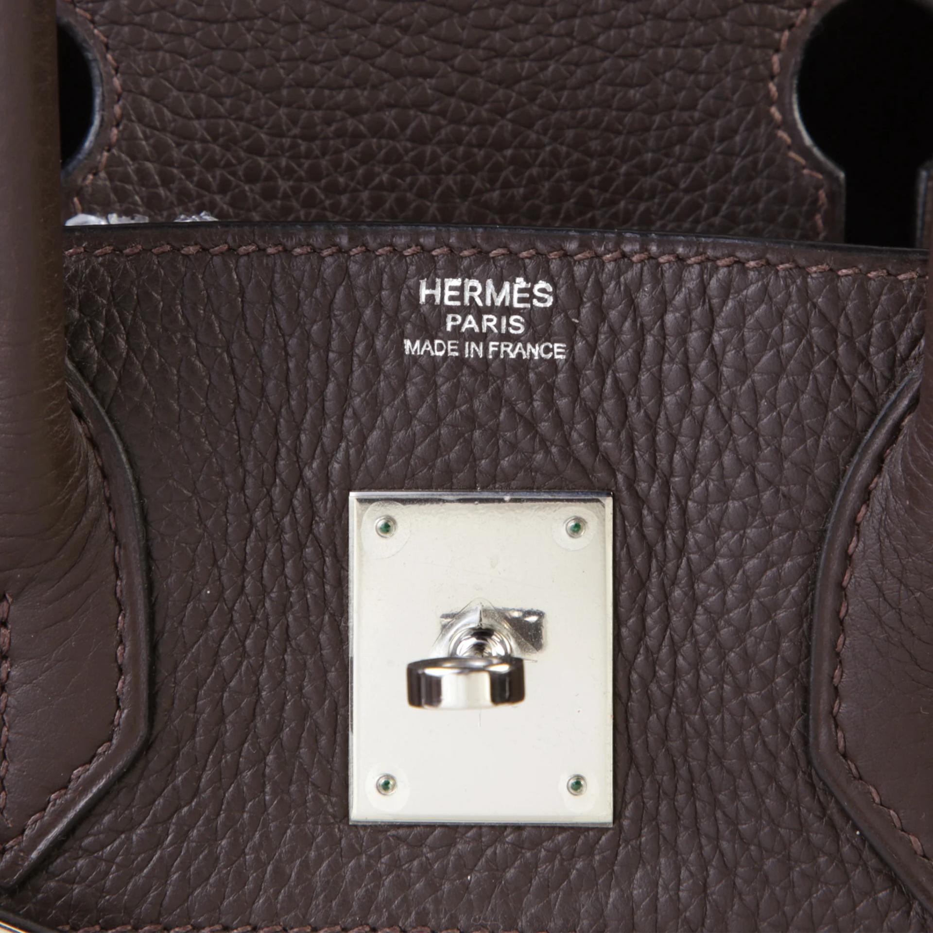 中古AB HERMÈS 愛馬仕 Birkin 30 46 烏木色 Ebene Clemence小牛皮 銀扣 □J刻 2006年 - 9