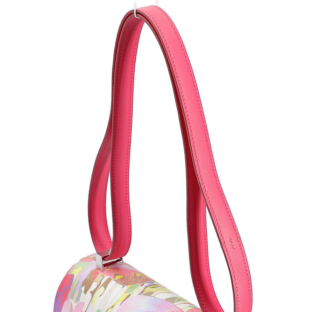 HERMÈS Limited Edition Constance 24 Marble Silk shoulder bag in Multi-Color, Rose Azalee Silk and Rose Mexico Swift leather with Palladium hardware - 6