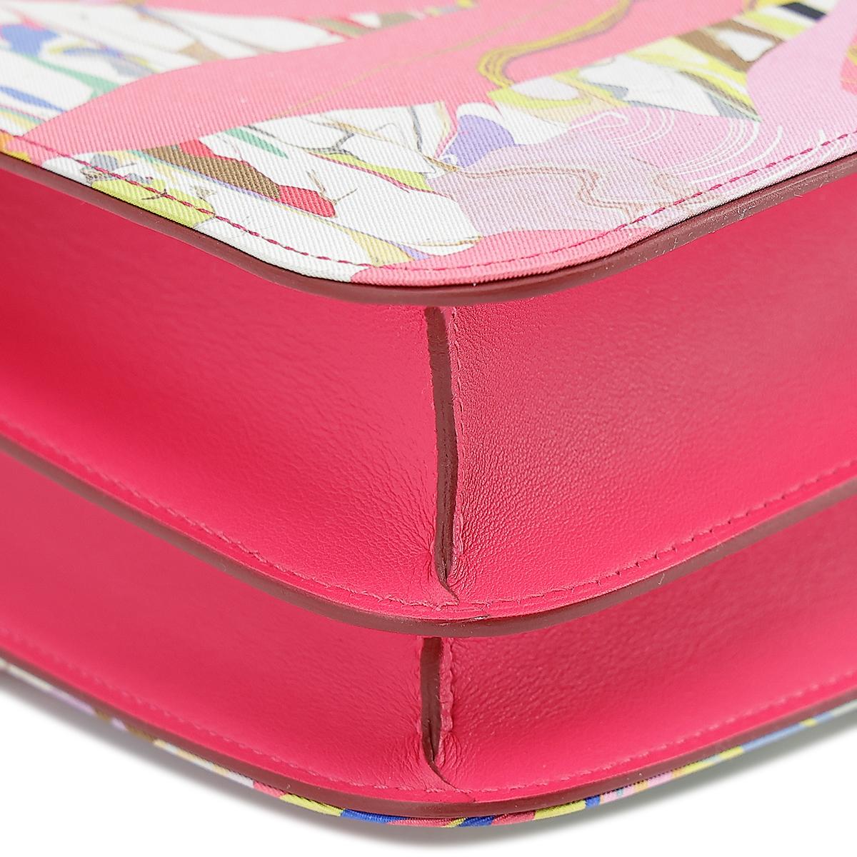 HERMÈS Limited Edition Constance 24 Marble Silk shoulder bag in Multi-Color, Rose Azalee Silk and Rose Mexico Swift leather with Palladium hardware - 11