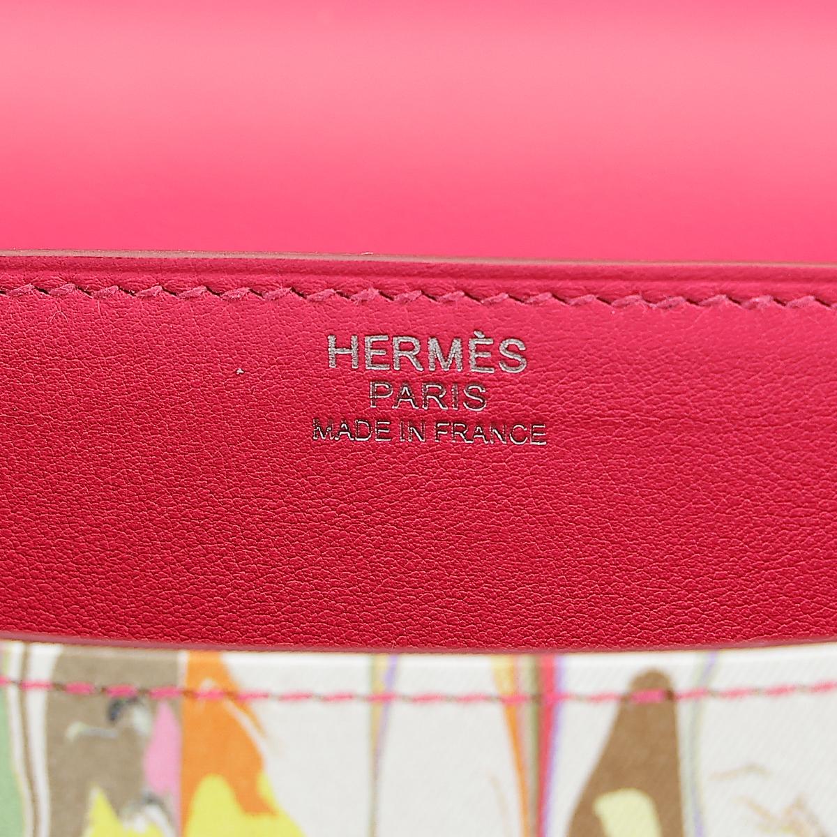 HERMÈS Limited Edition Constance 24 Marble Silk shoulder bag in Multi-Color, Rose Azalee Silk and Rose Mexico Swift leather with Palladium hardware - 15