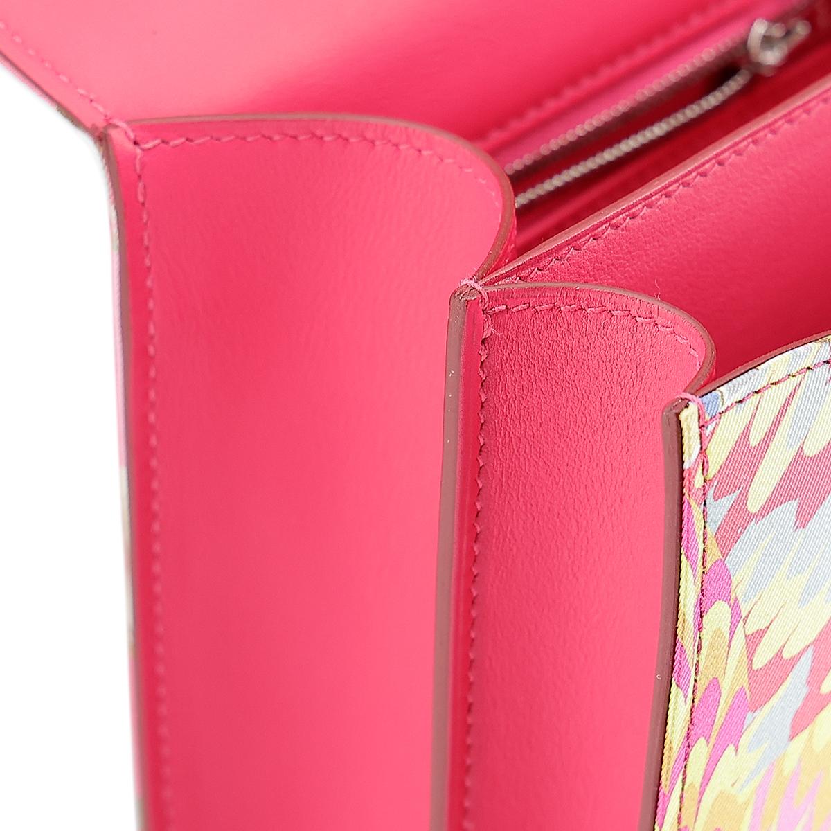 HERMÈS Limited Edition Constance 24 Marble Silk shoulder bag in Multi-Color, Rose Azalee Silk and Rose Mexico Swift leather with Palladium hardware - 18