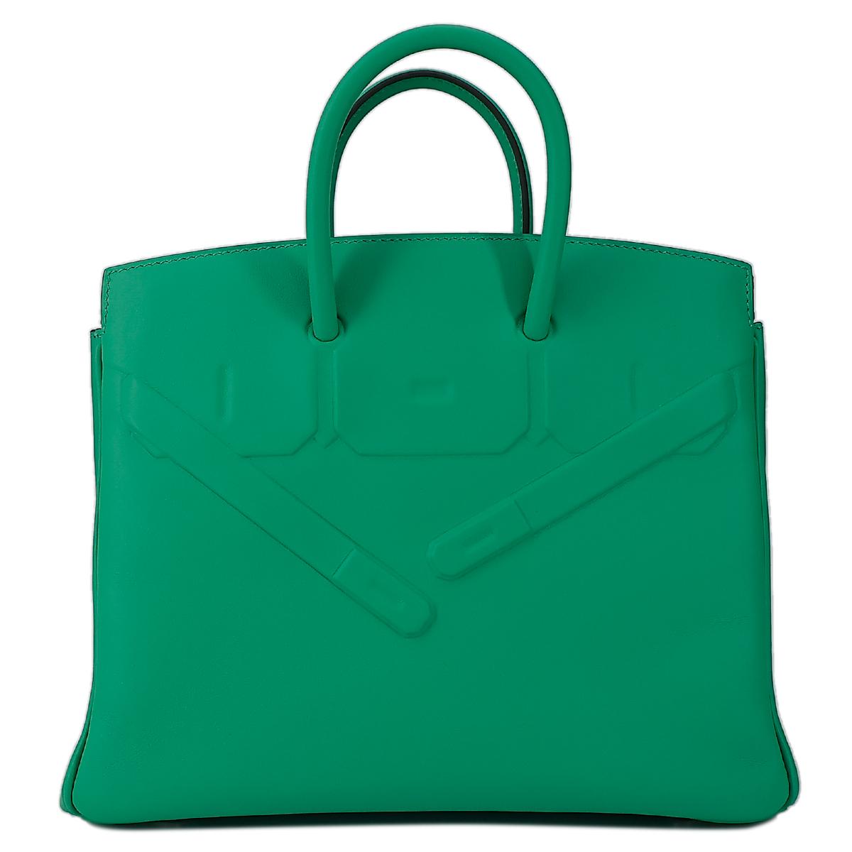 Unused ( Rank NS ) HERMÈS Limited Edition Shadow Birkin 25 handbag in Menthe Swift leather with Palladium hardware - 1