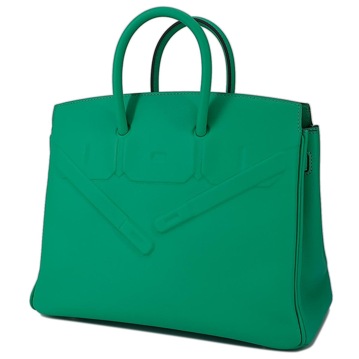 Unused ( Rank NS ) HERMÈS Limited Edition Shadow Birkin 25 handbag in Menthe Swift leather with Palladium hardware - 2