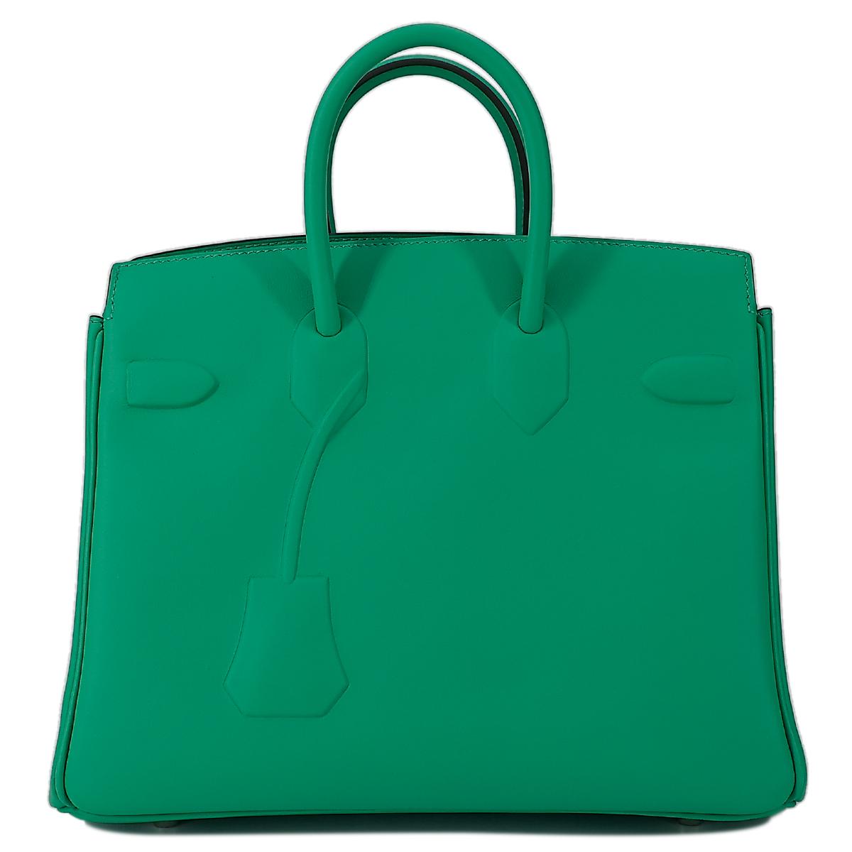 Unused ( Rank NS ) HERMÈS Limited Edition Shadow Birkin 25 handbag in Menthe Swift leather with Palladium hardware - 3