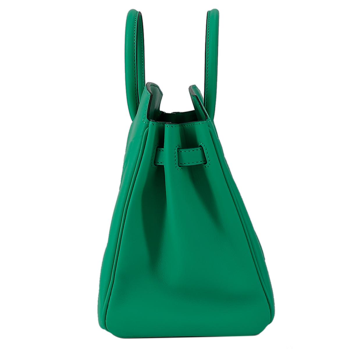 Unused ( Rank NS ) HERMÈS Limited Edition Shadow Birkin 25 handbag in Menthe Swift leather with Palladium hardware - 5