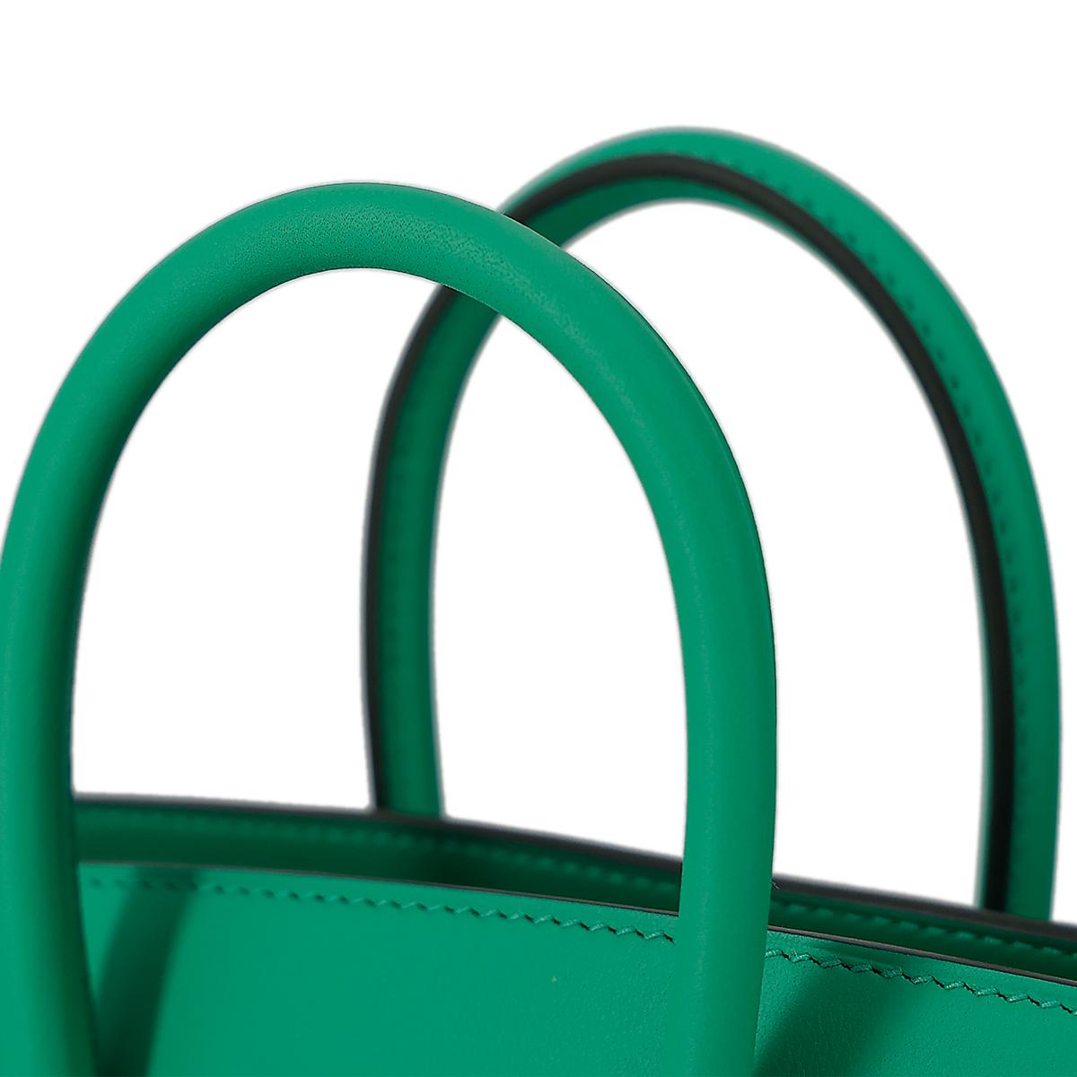 Unused ( Rank NS ) HERMÈS Limited Edition Shadow Birkin 25 handbag in Menthe Swift leather with Palladium hardware - 6
