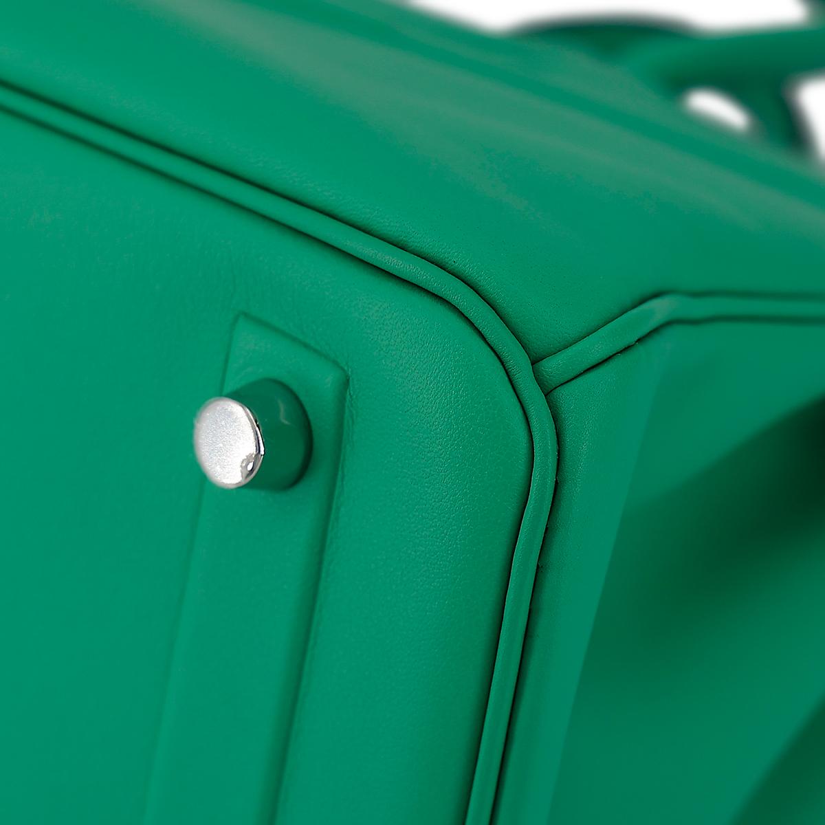 Unused ( Rank NS ) HERMÈS Limited Edition Shadow Birkin 25 handbag in Menthe Swift leather with Palladium hardware - 9