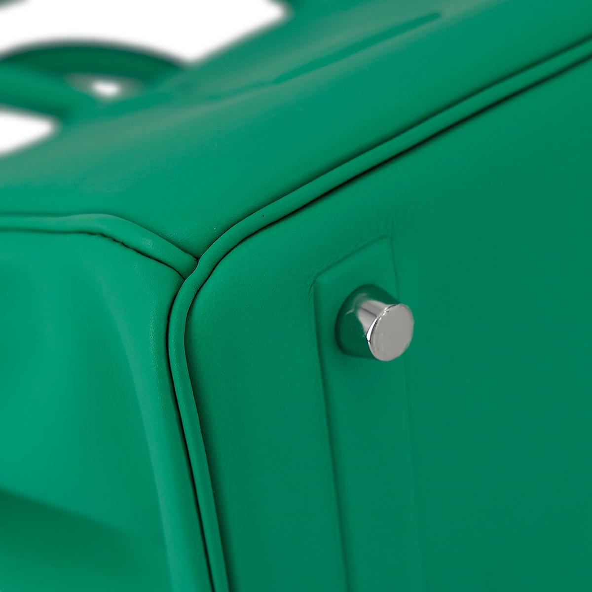 Unused ( Rank NS ) HERMÈS Limited Edition Shadow Birkin 25 handbag in Menthe Swift leather with Palladium hardware - 10