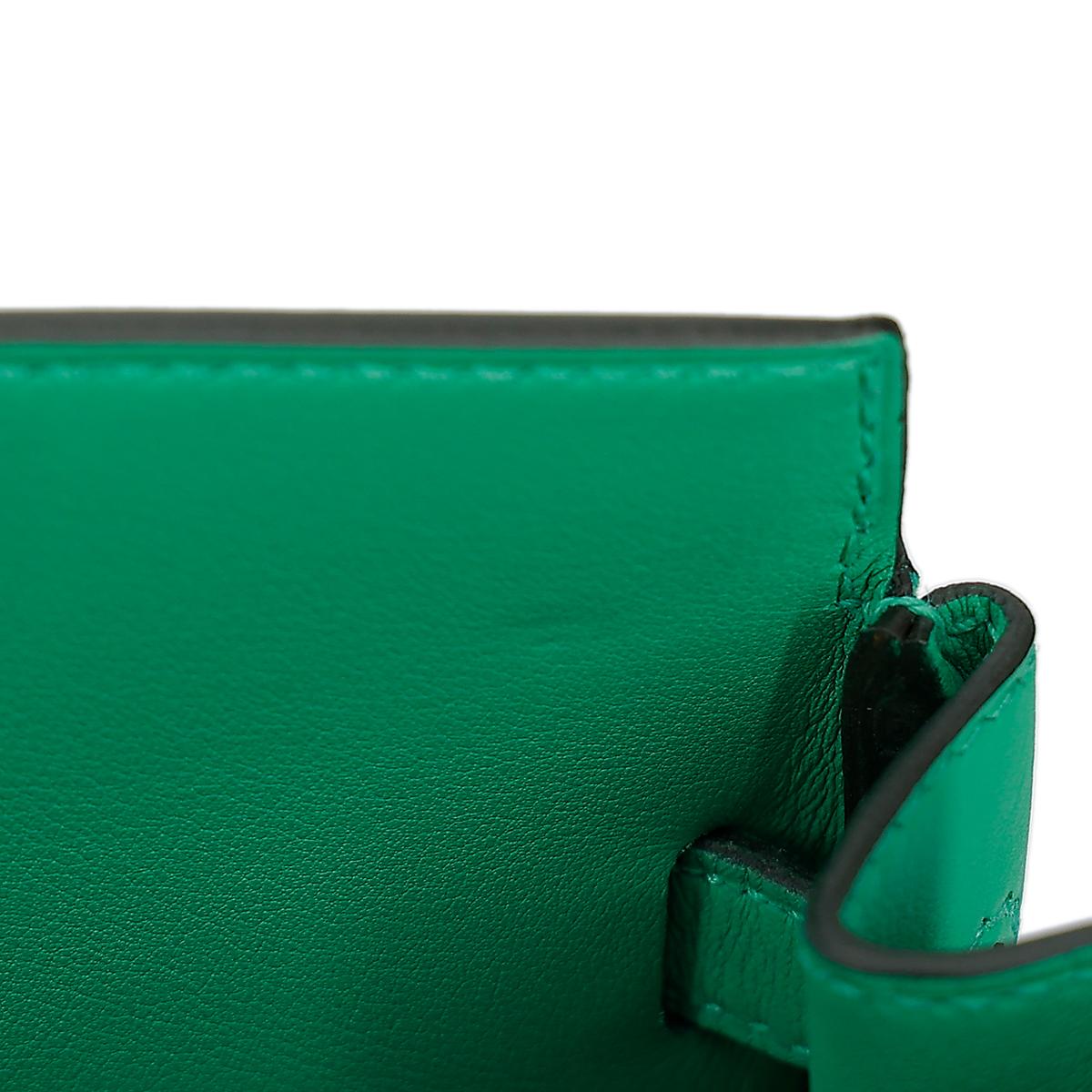 Unused ( Rank NS ) HERMÈS Limited Edition Shadow Birkin 25 handbag in Menthe Swift leather with Palladium hardware - 13